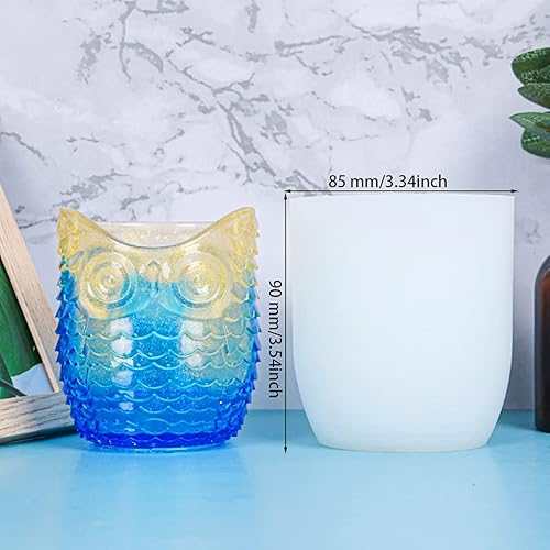 Miniatura 6 de FineInno Molde de silicona de resina para bolígrafo, molde de soporte de vela de búho, maceta de molde de fundición de epoxi, molde de tarro de