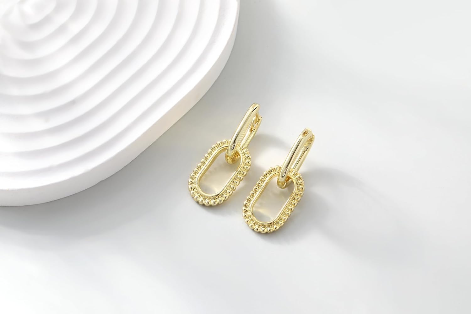 14K Gold Plated Convertible Link Earrings for Women - Paperclip Chain Link Earrings - Statement Drop Dangle Earrings Jewelry Gift - Image 3