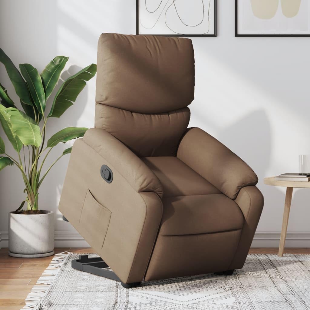 Homgoday Relaxsessel mit Aufstehhilfe Fernsehsessel Verstellbarer Relaxsessel mit Liegefunktion Sessel für Senioren mit Aufstehhilfe Aufstehsessel TV Sessel Wohnzimmer Braun Stoff