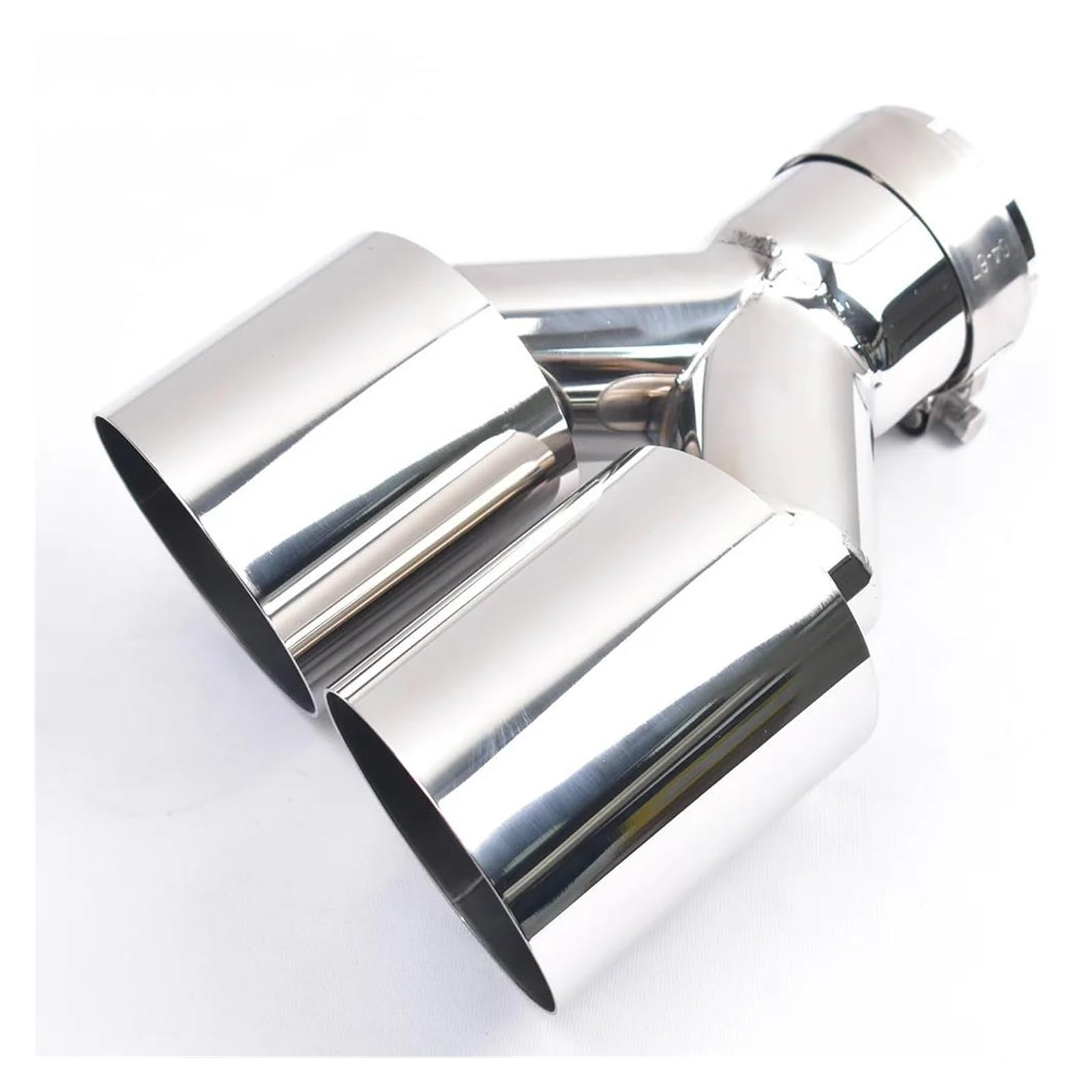 1Pc Doppio Silenziatore Universale Lato Sinistro O Destro in Acciaio Inossidabile Lucido Punta di Scarico Angolata Terminale di Scarico per Auto(in 57MM out 101MM)