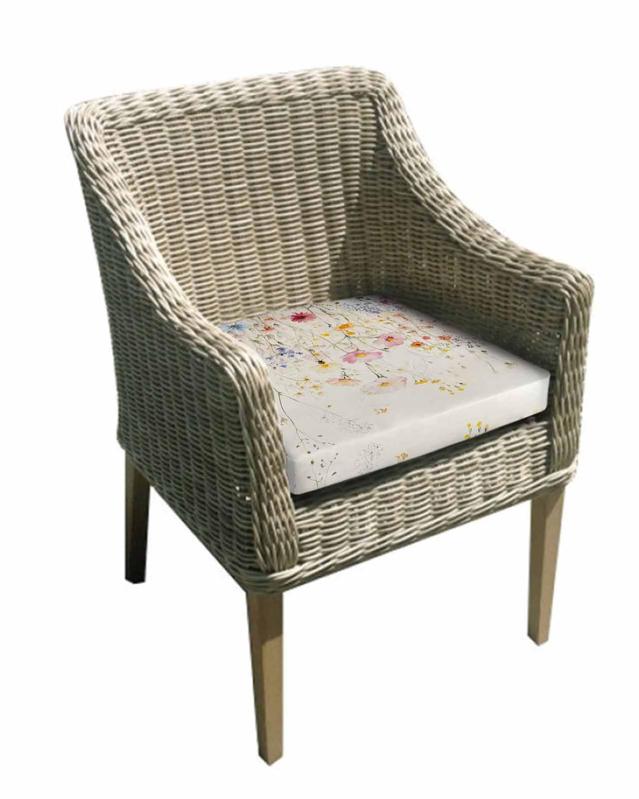 2 Pack Beige Floral Spring Waterproof Cushion Covers with Ties, Outdoor Patio Chaise Lounge Chair Seat Cushion Slip Covers Replacement(Only Cover) Vintage Farmhouse Botanical 22