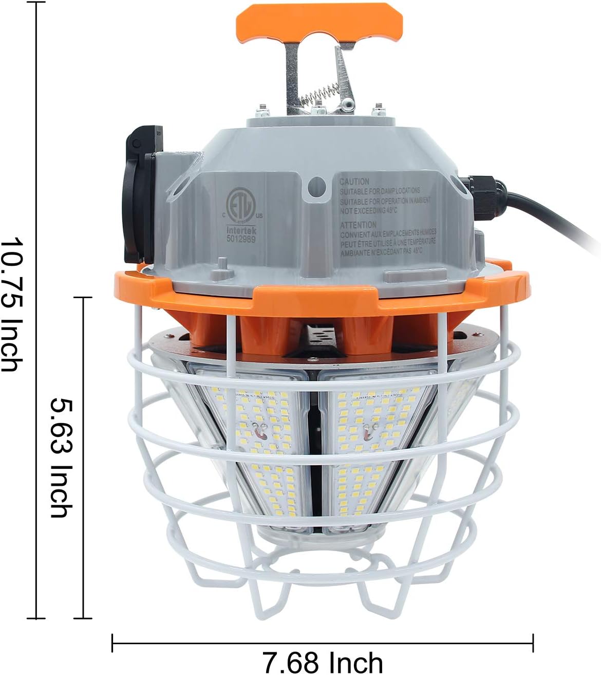 NS 150 Watts LED Temporary Work Light Fixture Daylight White 5000K 25000lm Portable Hanging Lamp Waterproof Jobsite Lighting Stainless Steel Protective Cover for Outdoor Construction High Bay Lights - Image 4