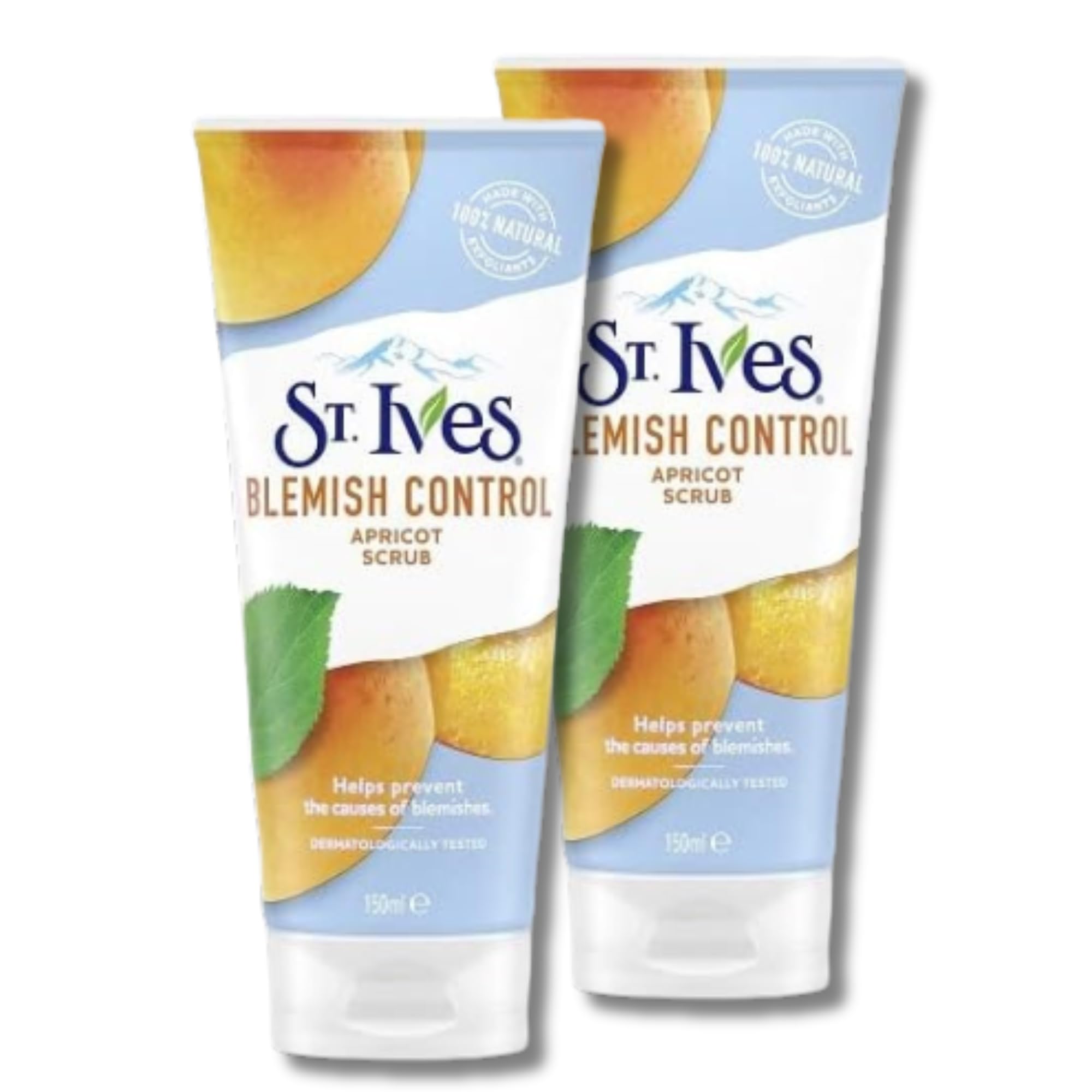 ST. Ives Blemish Control Apricot Scrub, 150 ml, Pack of 2 - Deep Cleansing, Exfoliating Formula with 100% Natural Exfoliants for Clearer, Radiant Skin and Effective Blemish Control