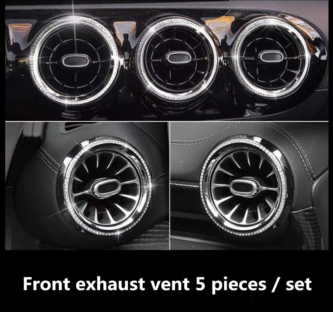 Bling Interior Accessories Air outlet wreath Fit for Mercedes Benz 2019 2020 2021 2022 2023 2024 2025 A Class B Class GLB CLA GLA Rhinestone Applique wreath (Front exhaust vent circle 5/pcs)
