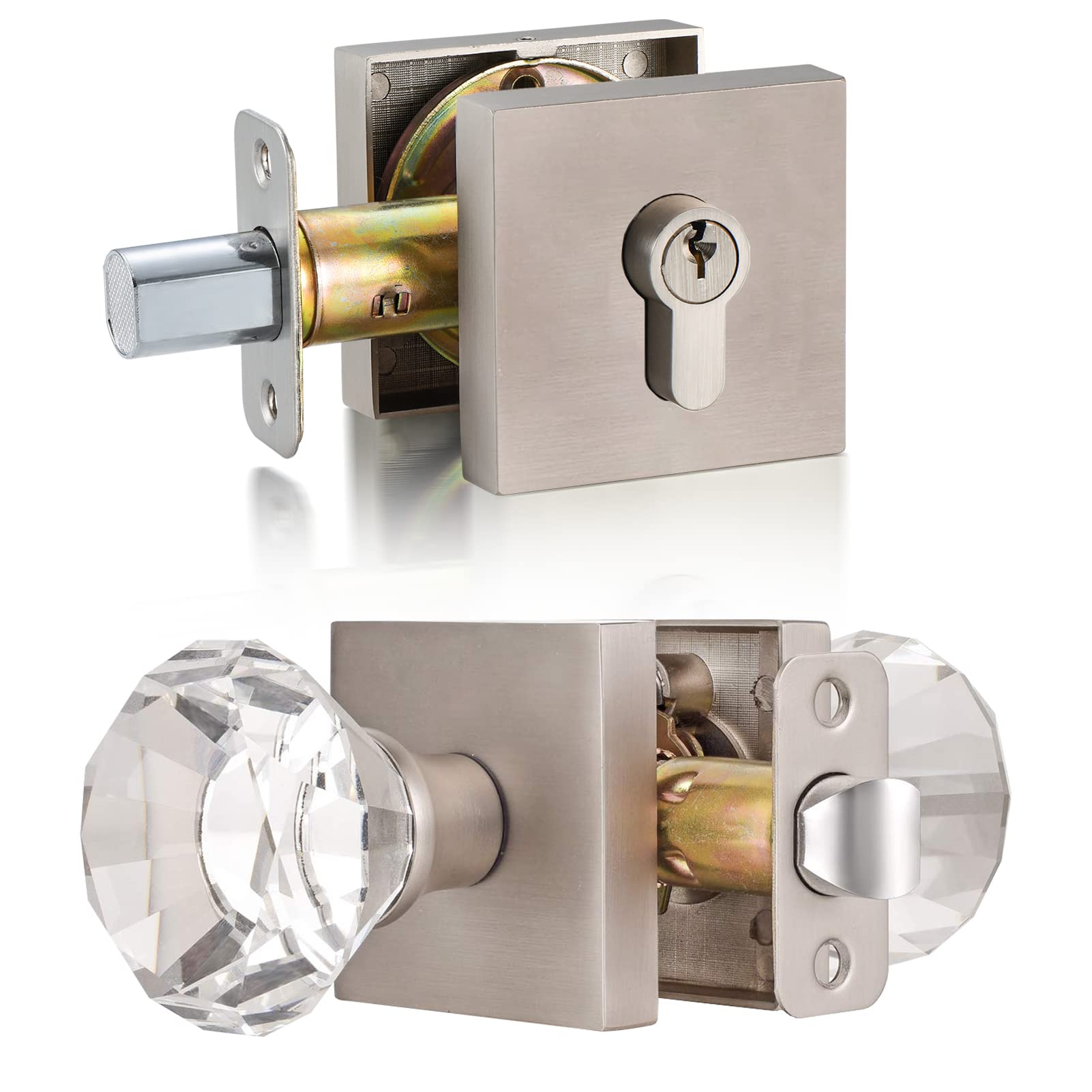Gold Glass Door Knobs - Privacy & Style -10 Gold Glass Door Knobs - Privacy & Style -10