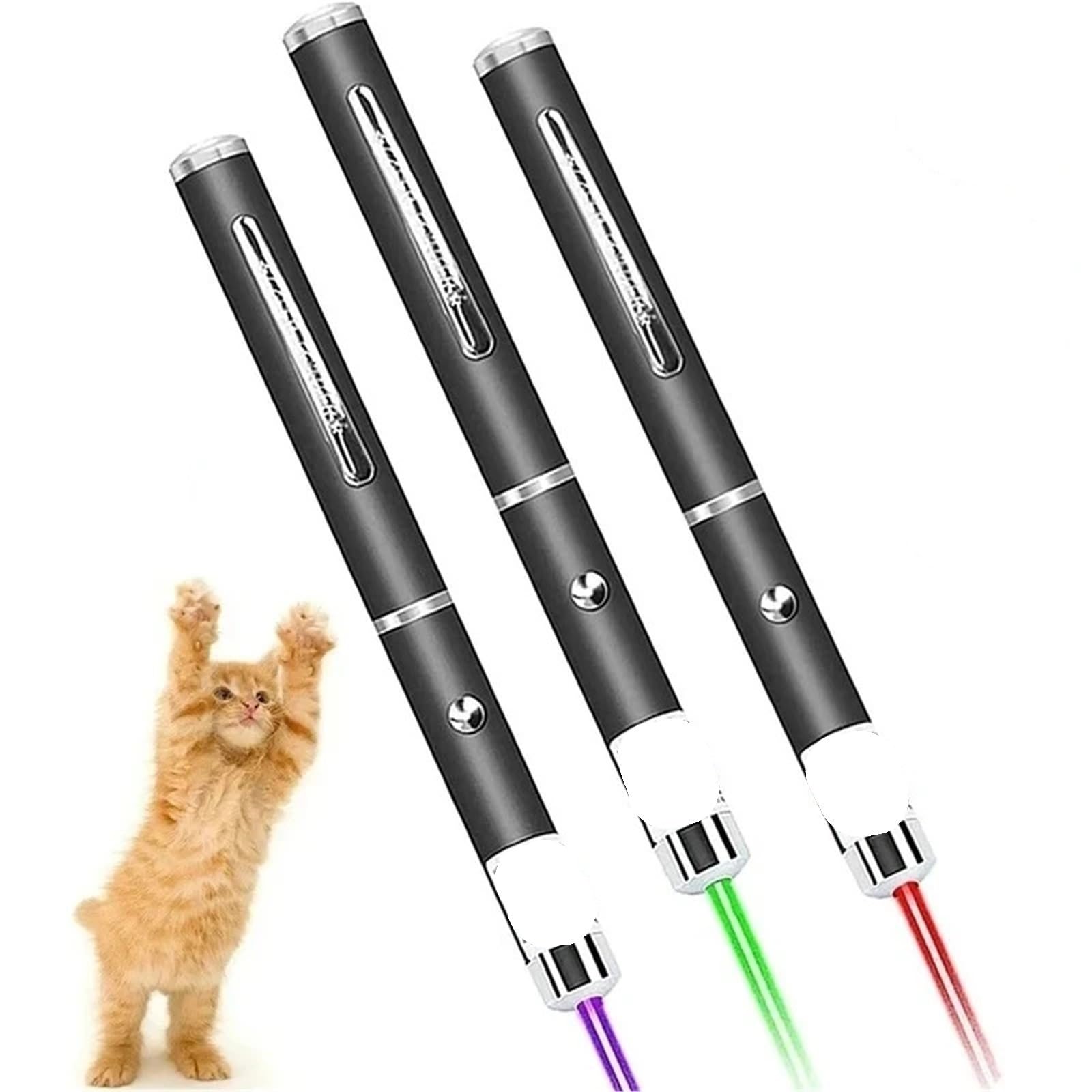 Ilumos 3pcs Three-Color Projection Teaching Pen Toys For Cats And Small Pets - Interactive Training Tool