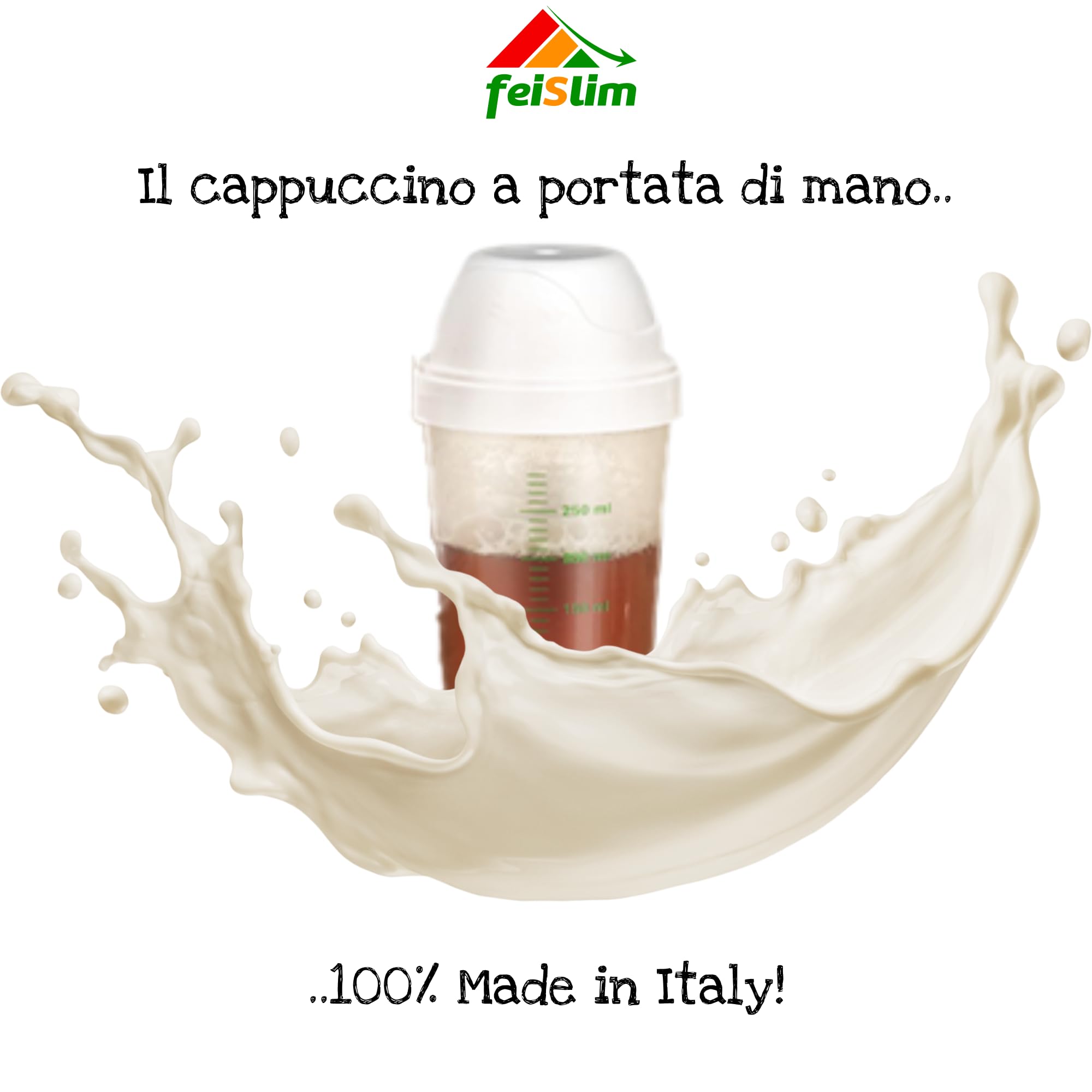 Feislim - Bevanda Cappuccino - Cappuccino Solubile per una Colazione Proteica ricca di Fibre con pochi Zuccheri e Grassi Bevanda a Basso Tenore di Calorie, confezione da 7 buste