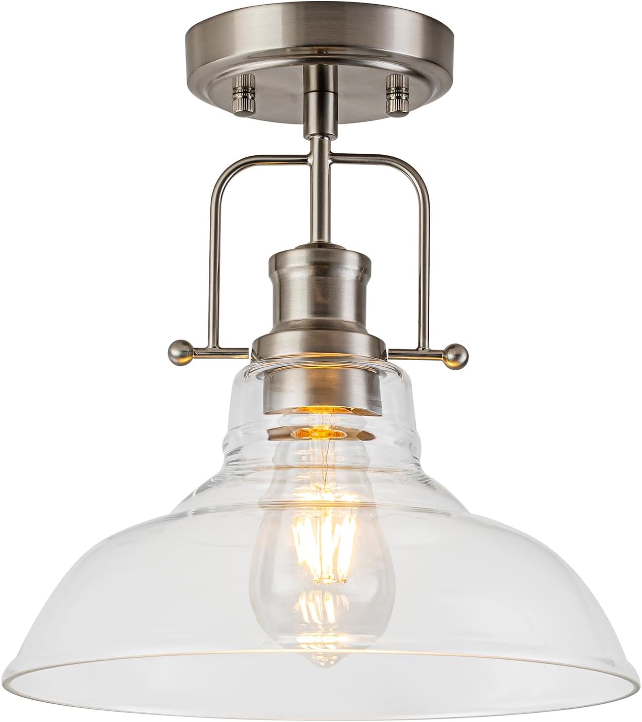 WILON Rustic Farmhouse Ceiling Light, Kitchen Lighting Fixtures Ceiling Lamp, Seeded Glass Ceiling Light, Semi Flush Mount Ceiling Lights for Sink Foyer Entryway Bathroom Laundry Room Hall Hallway