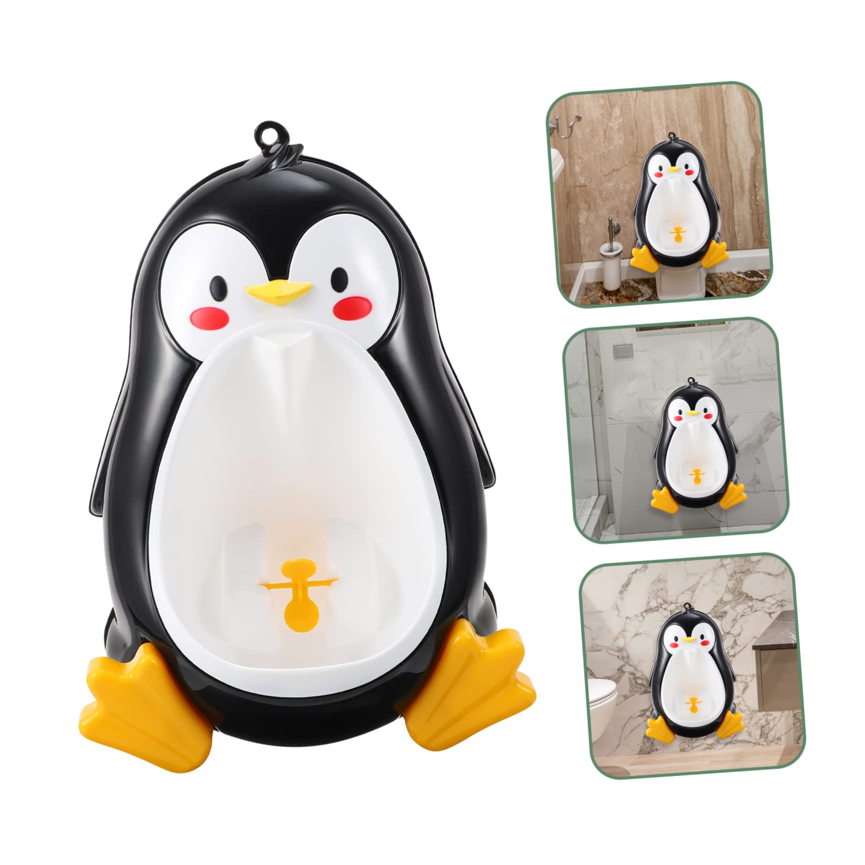 Orinal Infantil de Pingüino para Niños, Pp Negro, Baño | Montaje en Pared, Fácil de Limpiar, Uso Cómodo, Diseño Tierno y Ahorro de Espacio