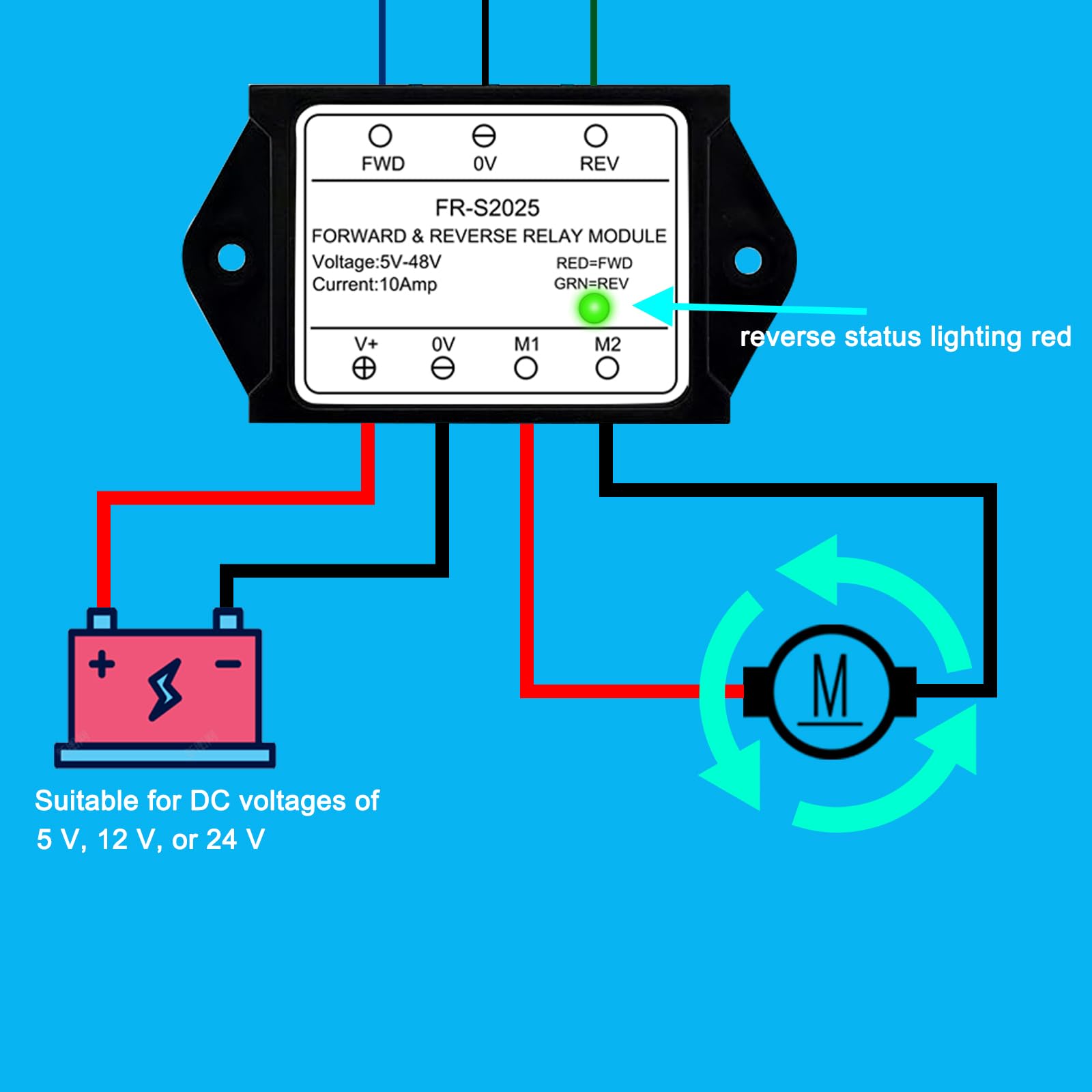 Forward Reverse Relay Module, DC 5V to 48V 10A — Amazon image 4