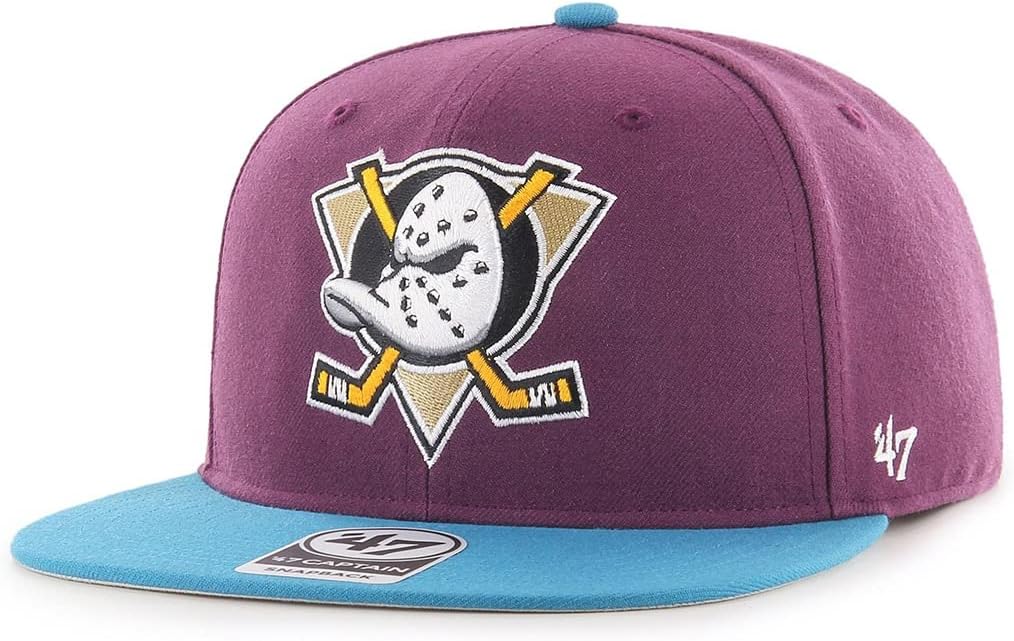 '47 Forty Seven Brand Anaheim Ducks NHL No Shot Captain Snapback Cap Plum Teal, Multicolour, One Size