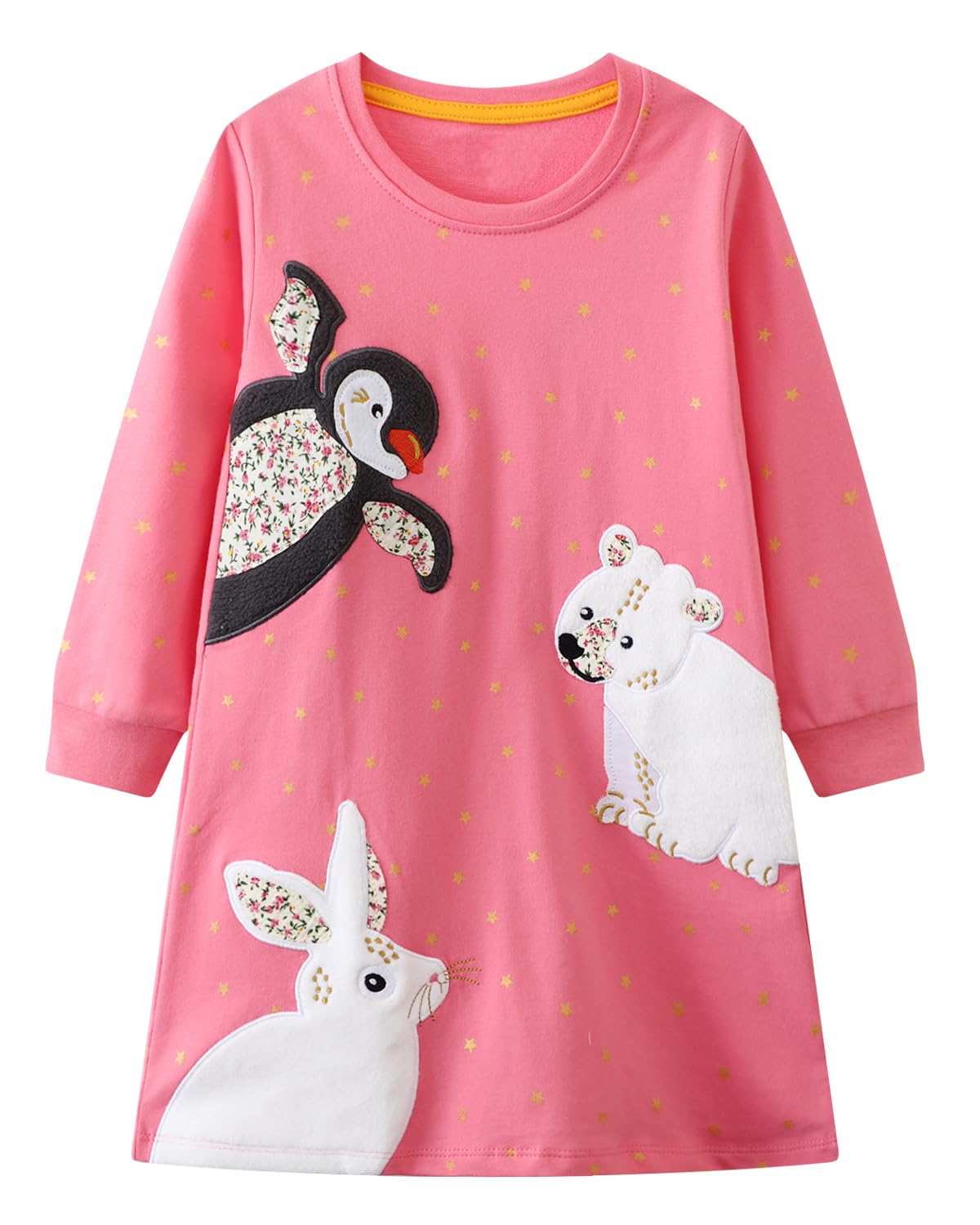 Beilei Creations Mädchen Kleider Baumwolle Karikatur Stickerei Casual Jersey Kleider Gr.85-140
