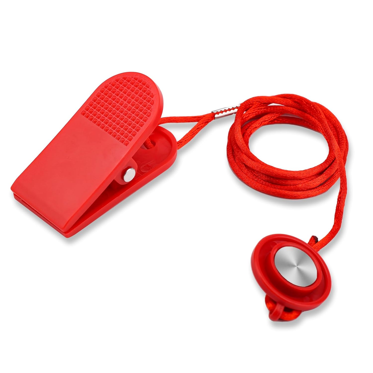 Universal Treadmill Magnetic Safety Key, Round Magnetic Emergency Stop Switch with Clip Compatible with Most Treadmills (Red)