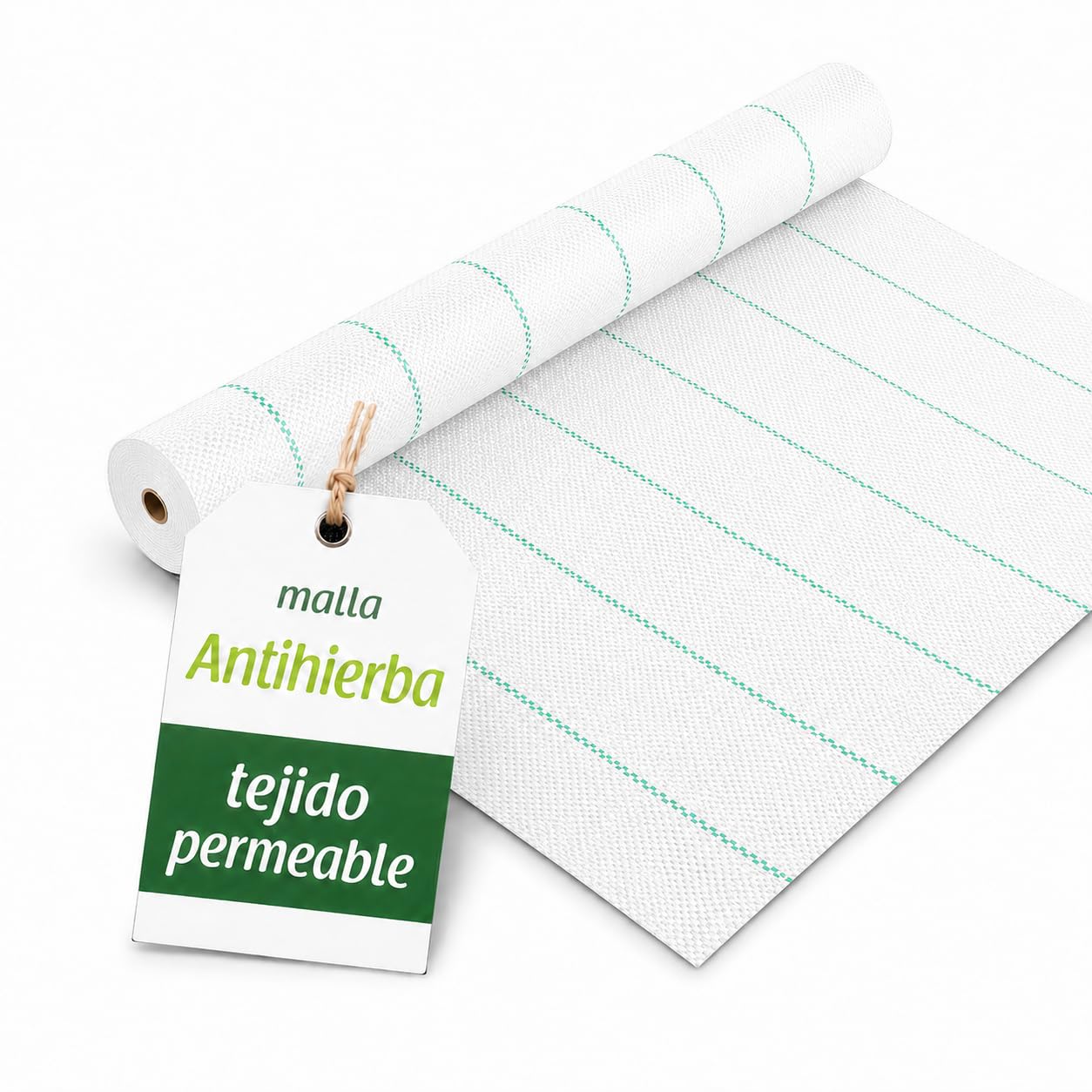 Malla Antihierba Blanca 2x25m, 105gr, Malla Geotextil contra Maleza y Malas Hierbas, para el Huerto, Estable a Rayos UV y Permeable