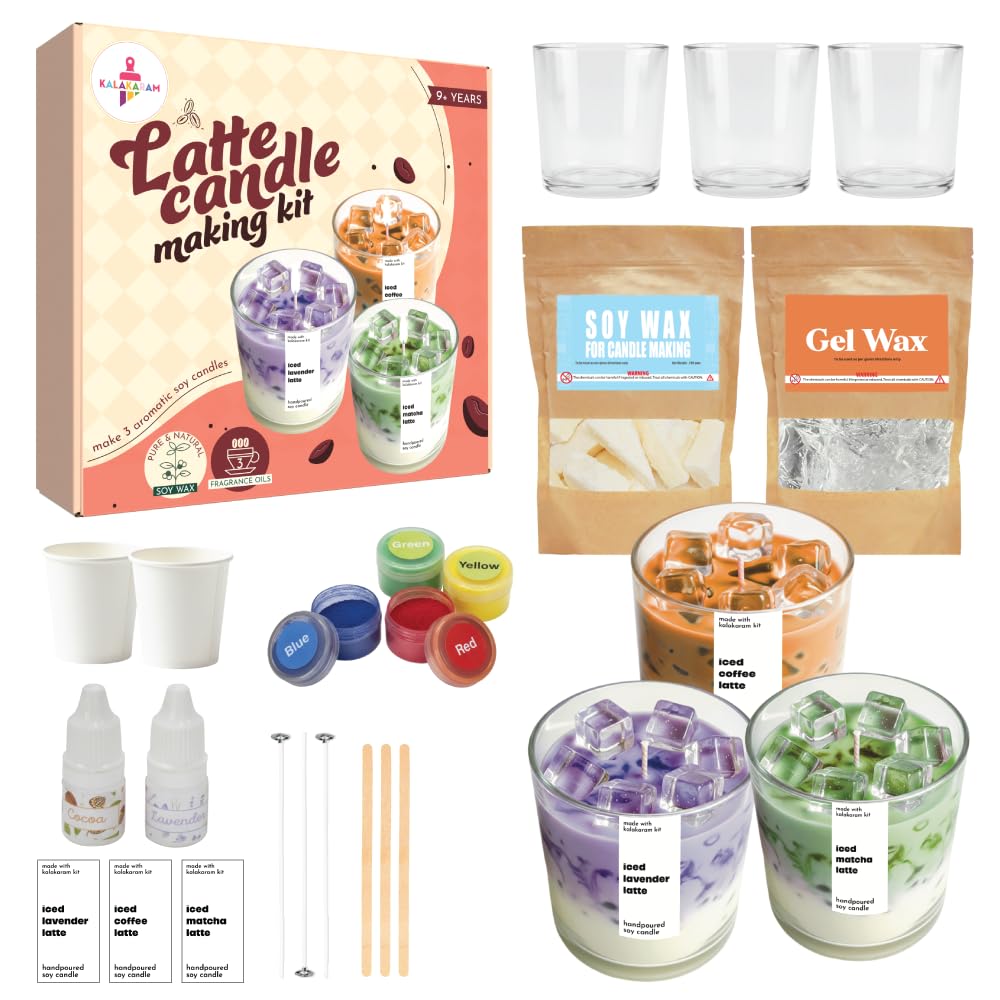 Kalakaram Latte Candle Making Kit | Make 3 Aromatic Candles with Natural Soy Wax & Premium Fragrance Oils | Perfect for Beginners, Home Décor & Gift Set | DIY Candle Kit for Home Décor, Gifting & Hobby Craft (Latte Theme)-image-18