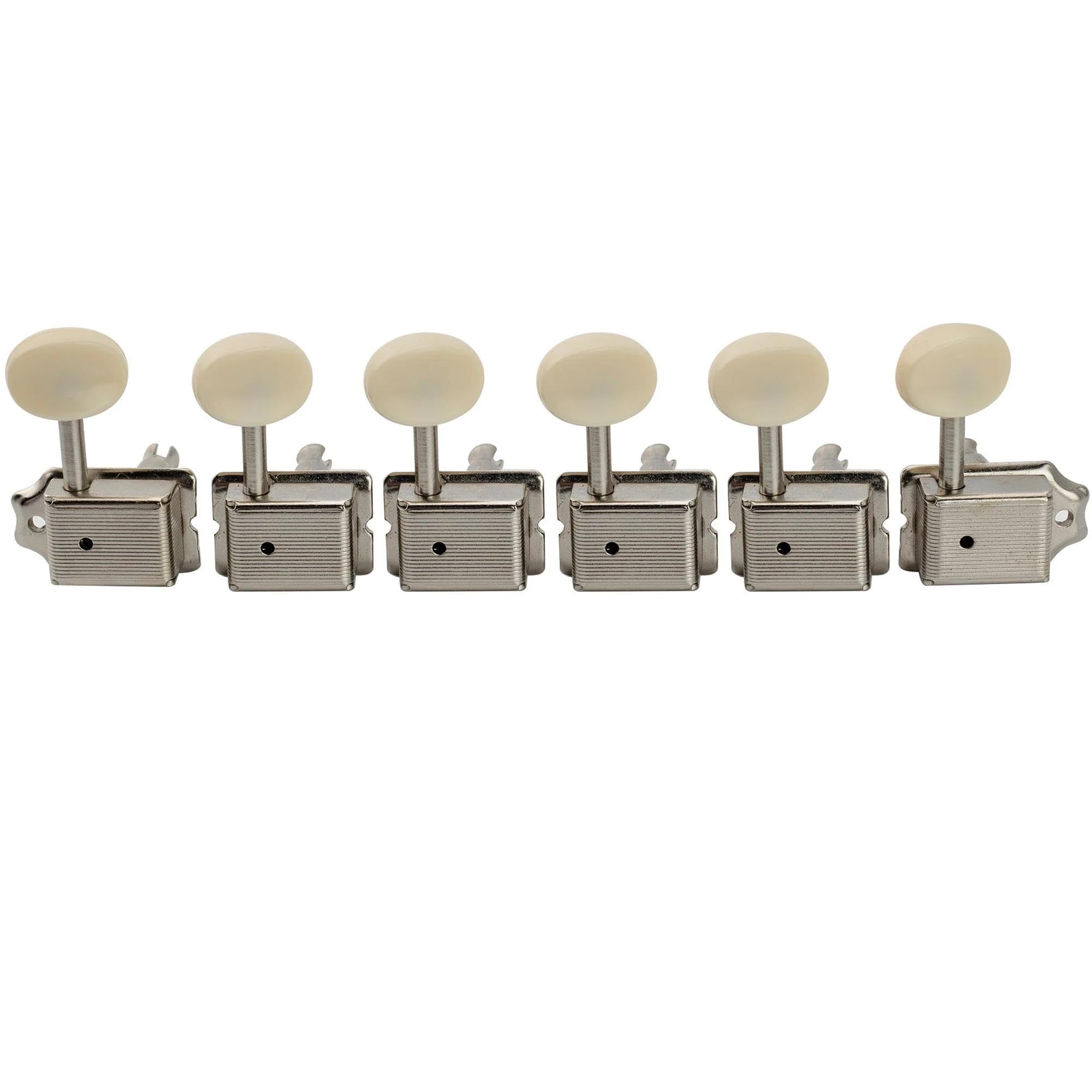 Miłośnicy muzyki Kołki Do Strojenia Gitary Vintage 6 Tunerów Gitarowych In-Line Głowice Maszyn Kołki Do Strojenia Zestaw Kluczy Akcesoria Instrumentów Muzycznych(Off White)