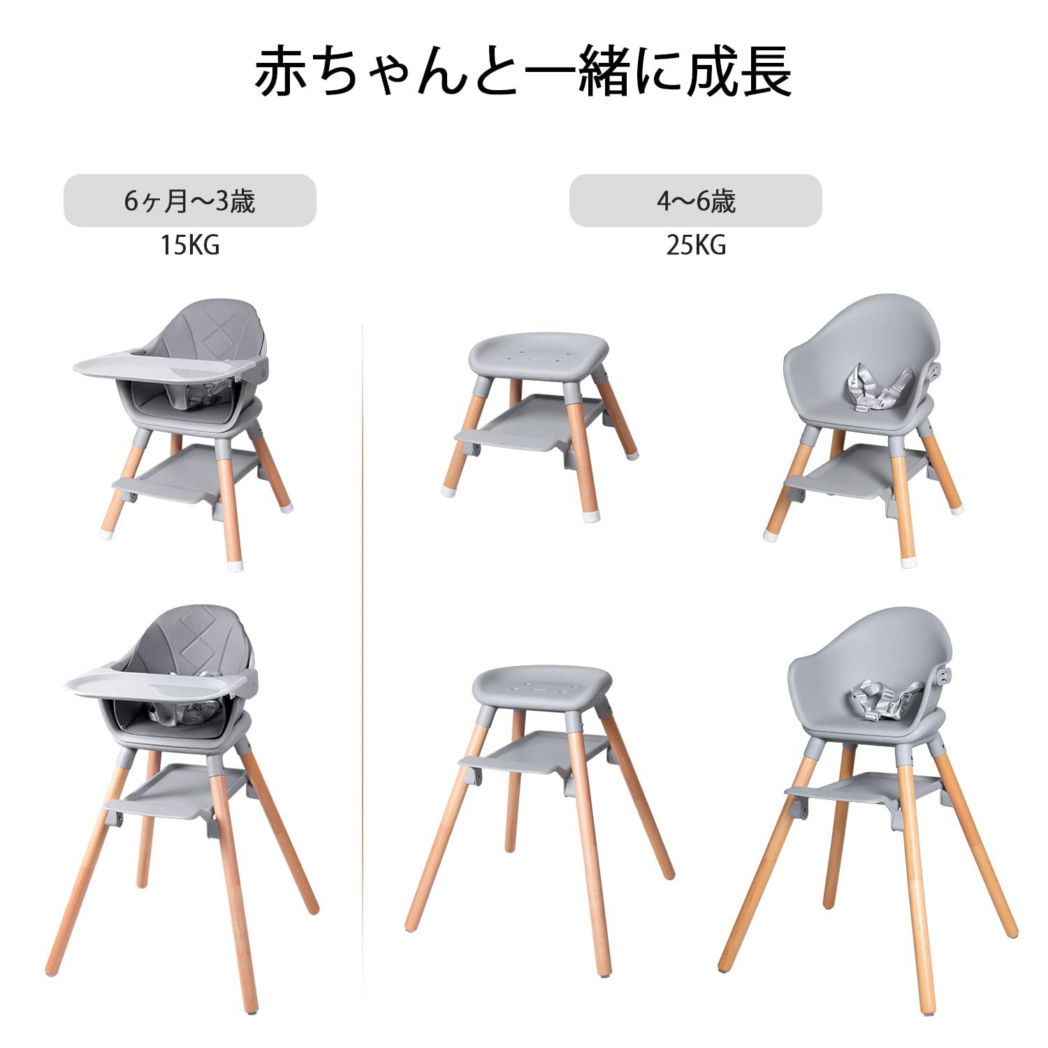 Amazon | beberoad 4 in 1 ベビーハイチェア ベビーチェア 子ども椅子 