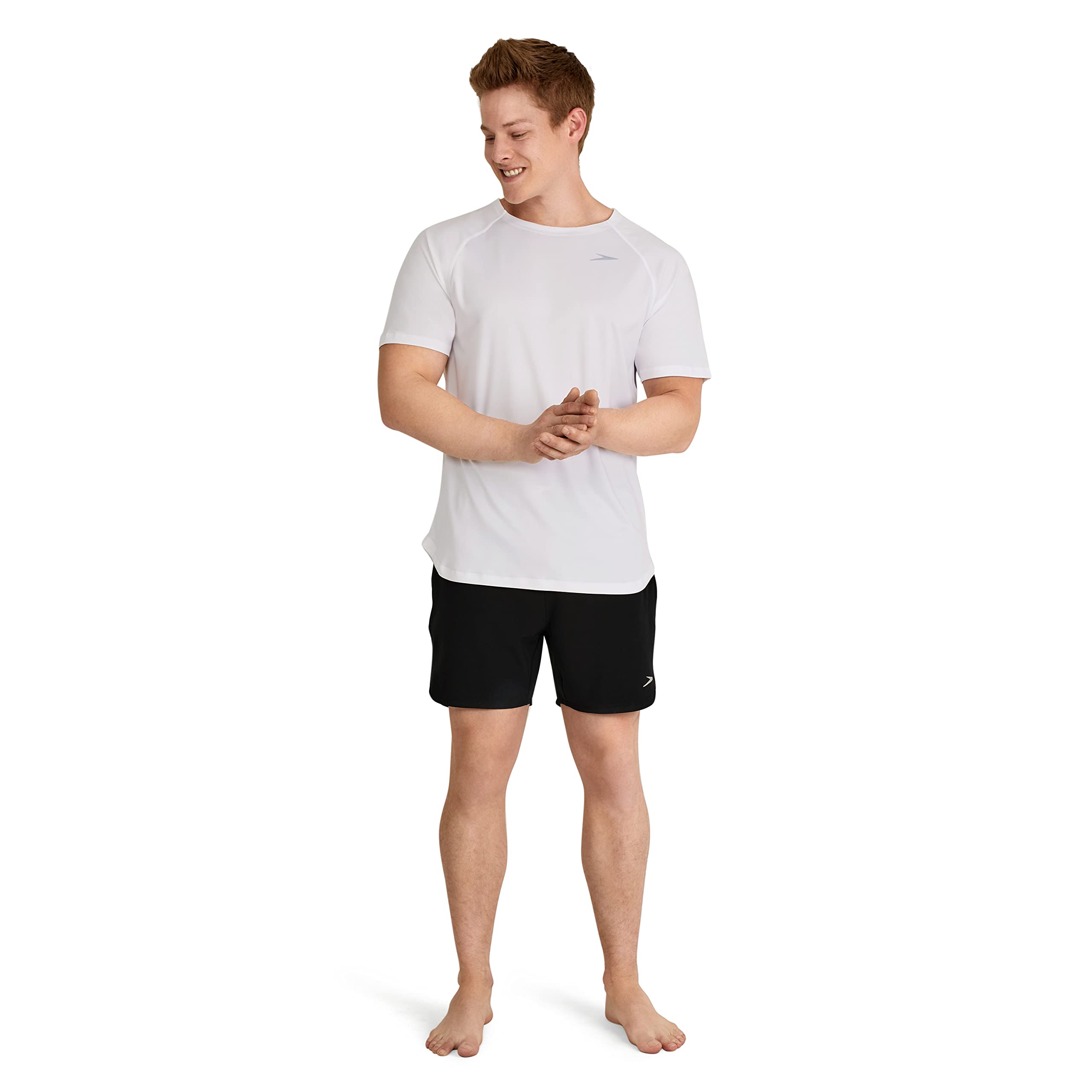 Speedo UV Swim Shirt Short Sleeve Fitness Rashguard Camisa de protección de Sarpullido Hombre
