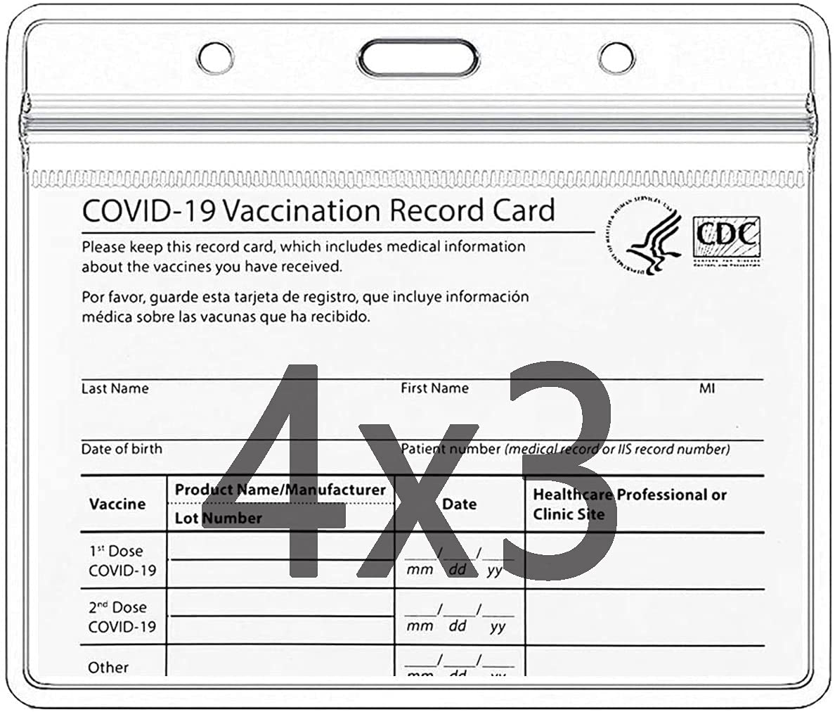 Buy CDC Badge Holders,4"x3" Record Card Holder Plastic Clear ID Card