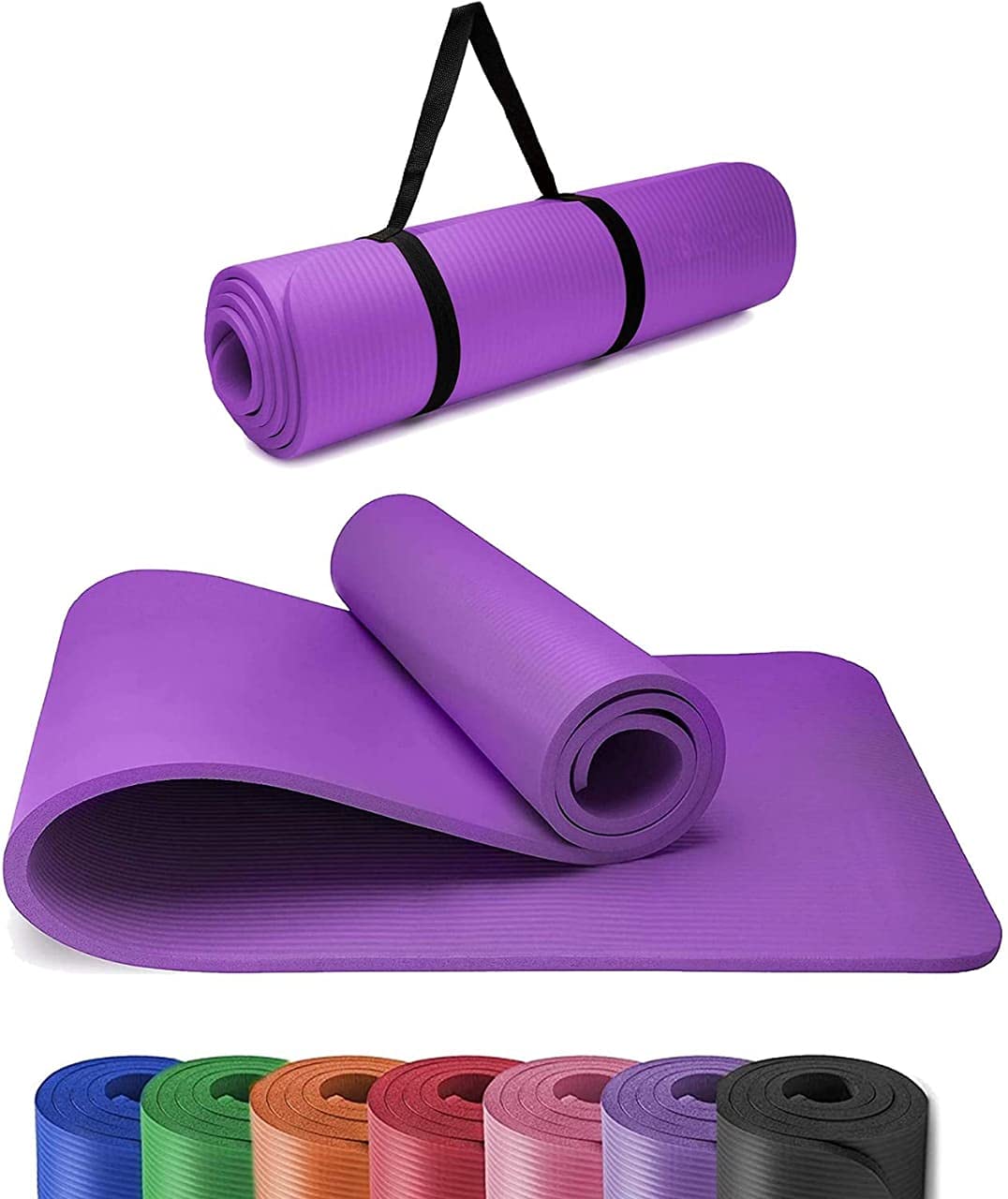 RAXTER Yoga Mat 10mm Thick, Classic Pro Non-Slip Yoga Mat- NBR for Home and Gym Workout Eco-Friendly for Men and Women’s Fitness, Pilates and Gymnastics, Planks & Floor Exercise (Purple)