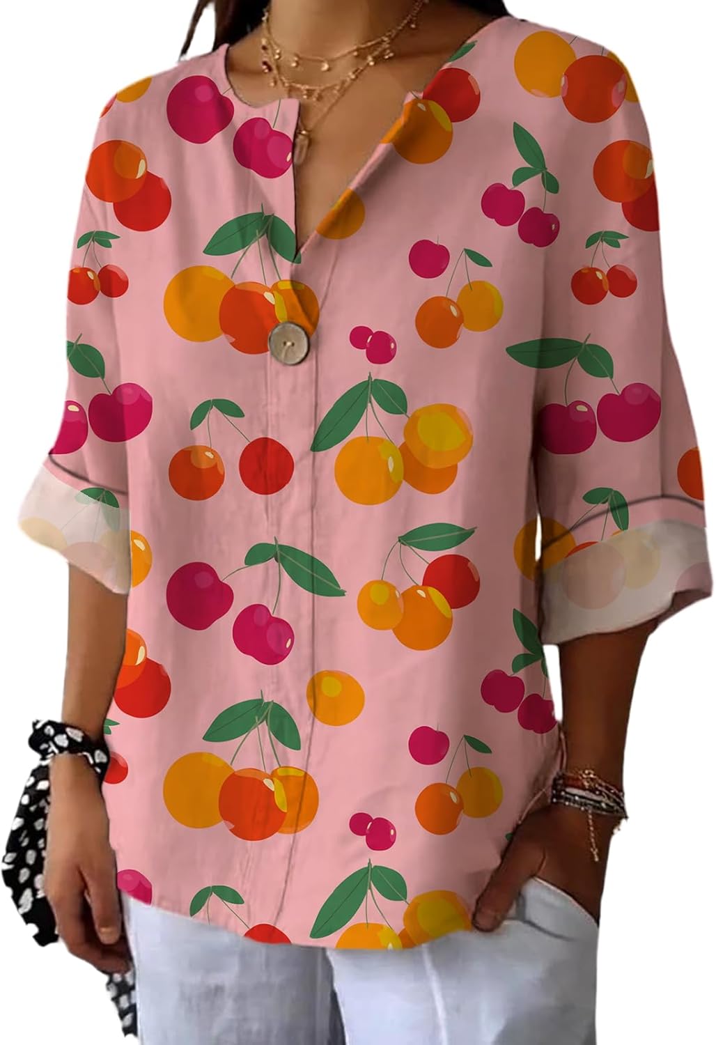 Dress Shirts for Women Fashion Casual Button Down V Neck Plus Size Novelty Trendy Vintage Floral Office T Shirts