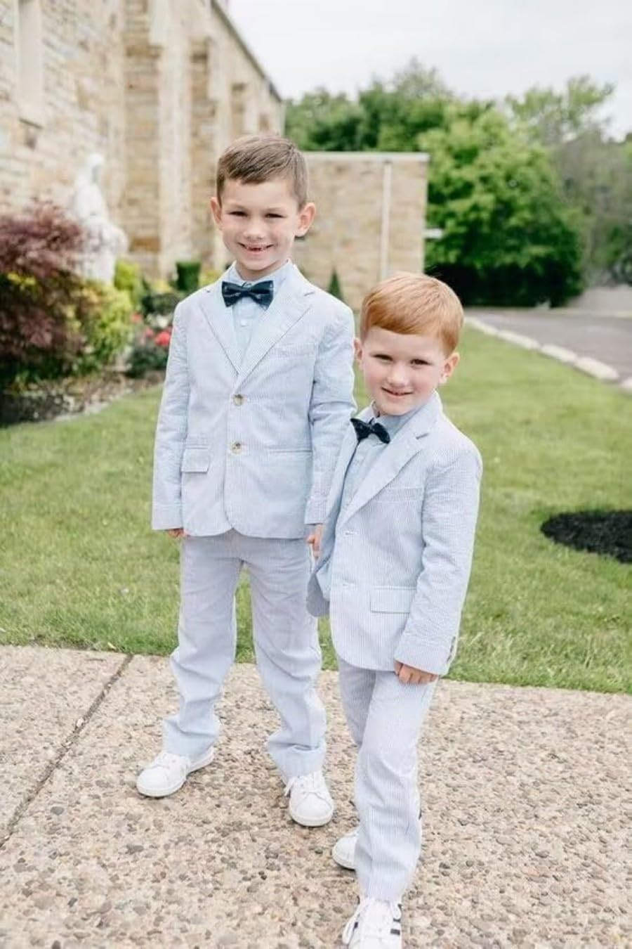 Traje de 2 piezas de esmoquin para niños, a rayas, blazer y pantalones para verano, playa, boda, traje de sirsaca