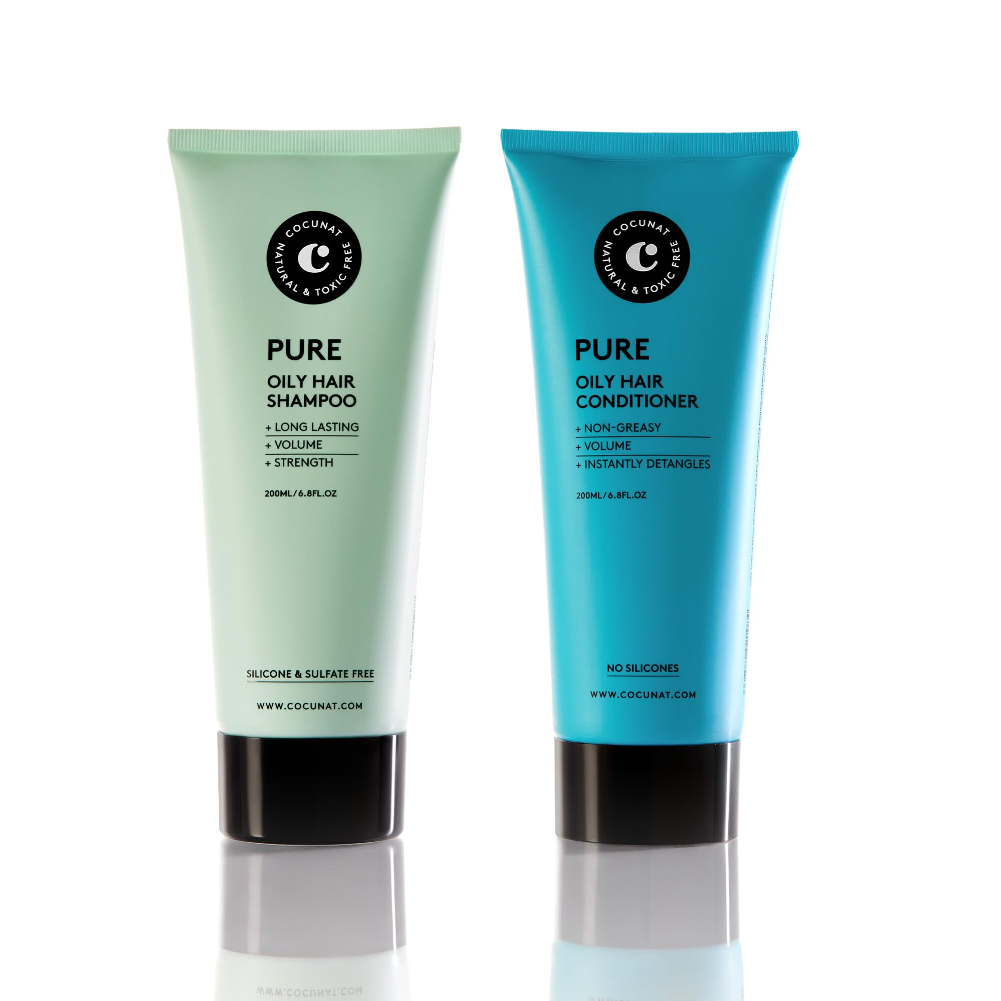COCUNAT Pack Pure, Rutina para Pelo Graso, Champú y Acondicionador Natural | Pack de detox capilar con activos naturales para un cabello fuerte y voluminoso. Limpia, nutre y fortalence el cabello graso.