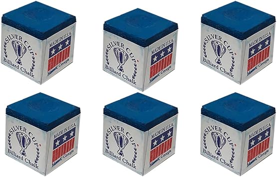 Silver Cup Set of 6 Royal Blue Pool Cue Chalk