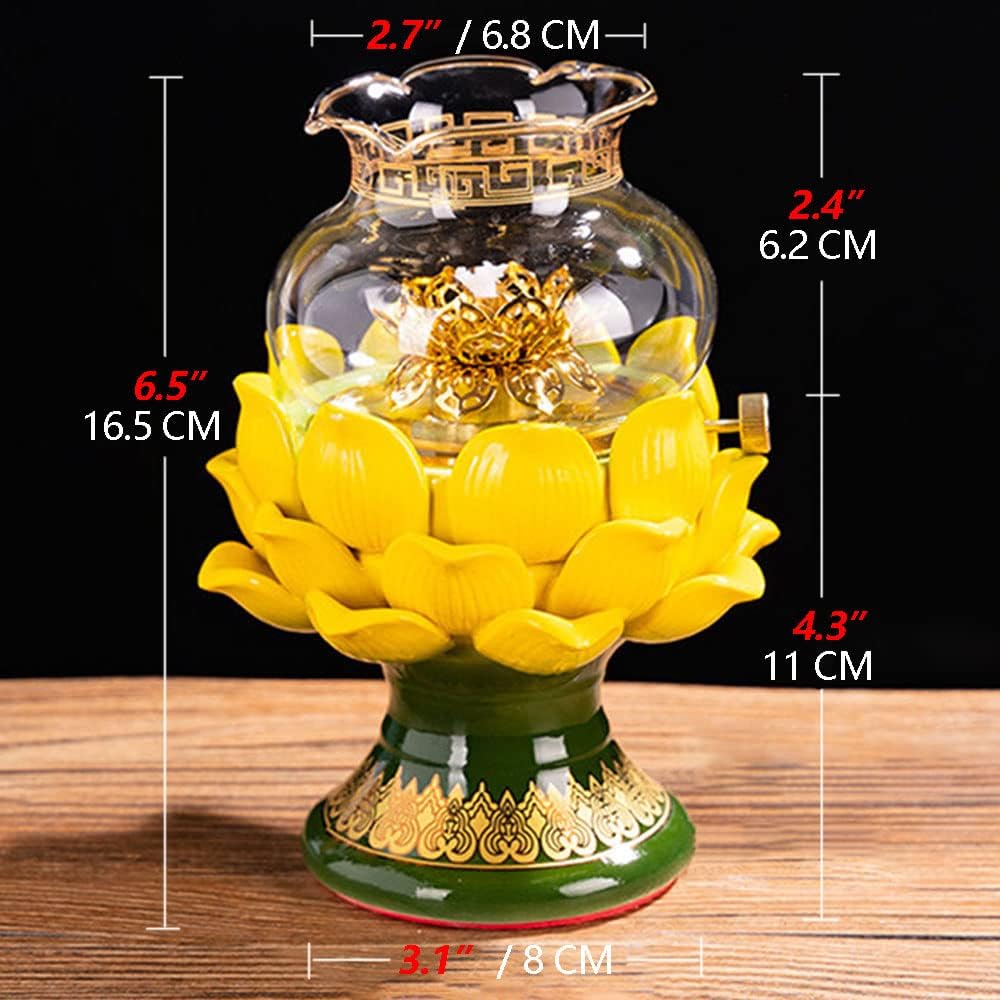 Ceramic Lotus Buddha Headlight Antioxidant Glass Light Home Emergency Lighting Kerosene Lamp Adjustable Fire Control Switch Oil Lamp Holiday Decor Hurricane Lights