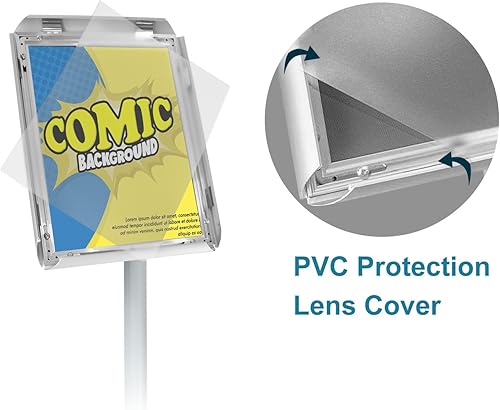 Miniatura 5 de Soporte ajustable para cartel con base resistente, marco abierto de aluminio para 8.5 x 11 pulgadas, vista vertical y horizontal, utilizado para la