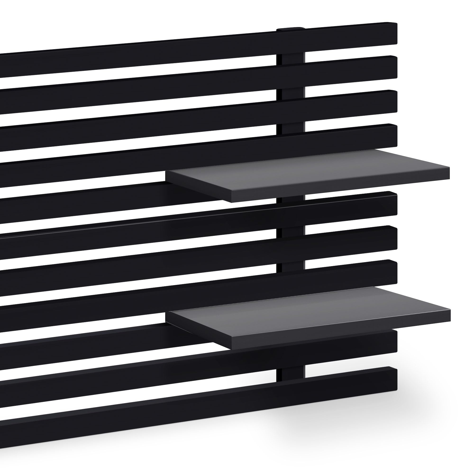DHOME Testiera con Mensole in Legno Riciclato DM da Appendere alla Parete Stile Pallet Letto Vintage Nordico Supporti Inclusi (Stile Giapponese, Nero Solido, 270cm)