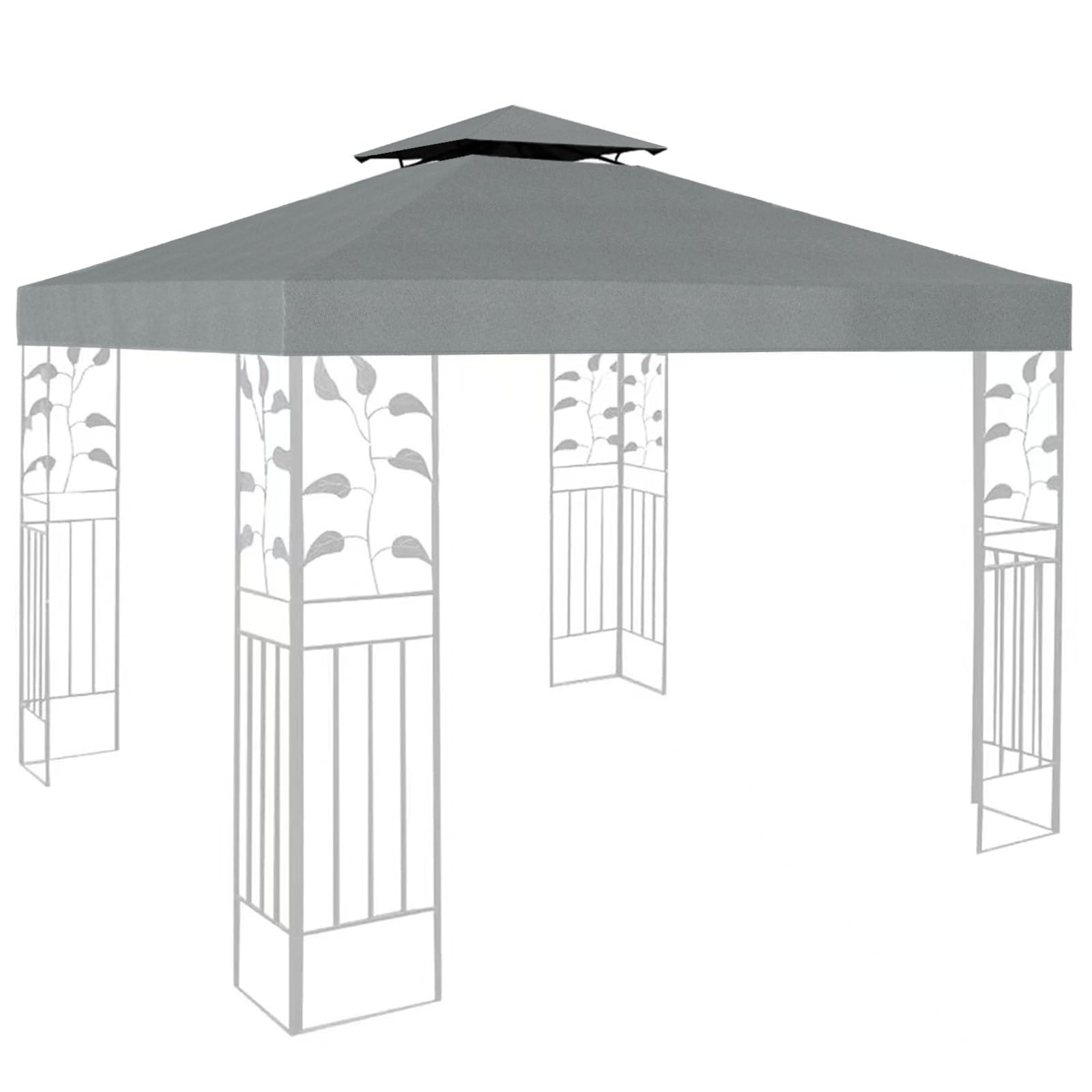 EPFHR Gazebo 3 x 3m Canopy Replacement Cover,2-Tier Roof Top Covers,Outdoor Canopies,Garden Party Tent Spare Part (TOP COVER ONLY) (Grey)