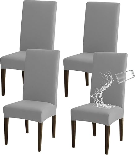 Juego de 4 fundas elásticas para sillas de comedor con respaldo alto, fundas para sillas de comedor de elastano para bodas, cocina, fiestas, hotel