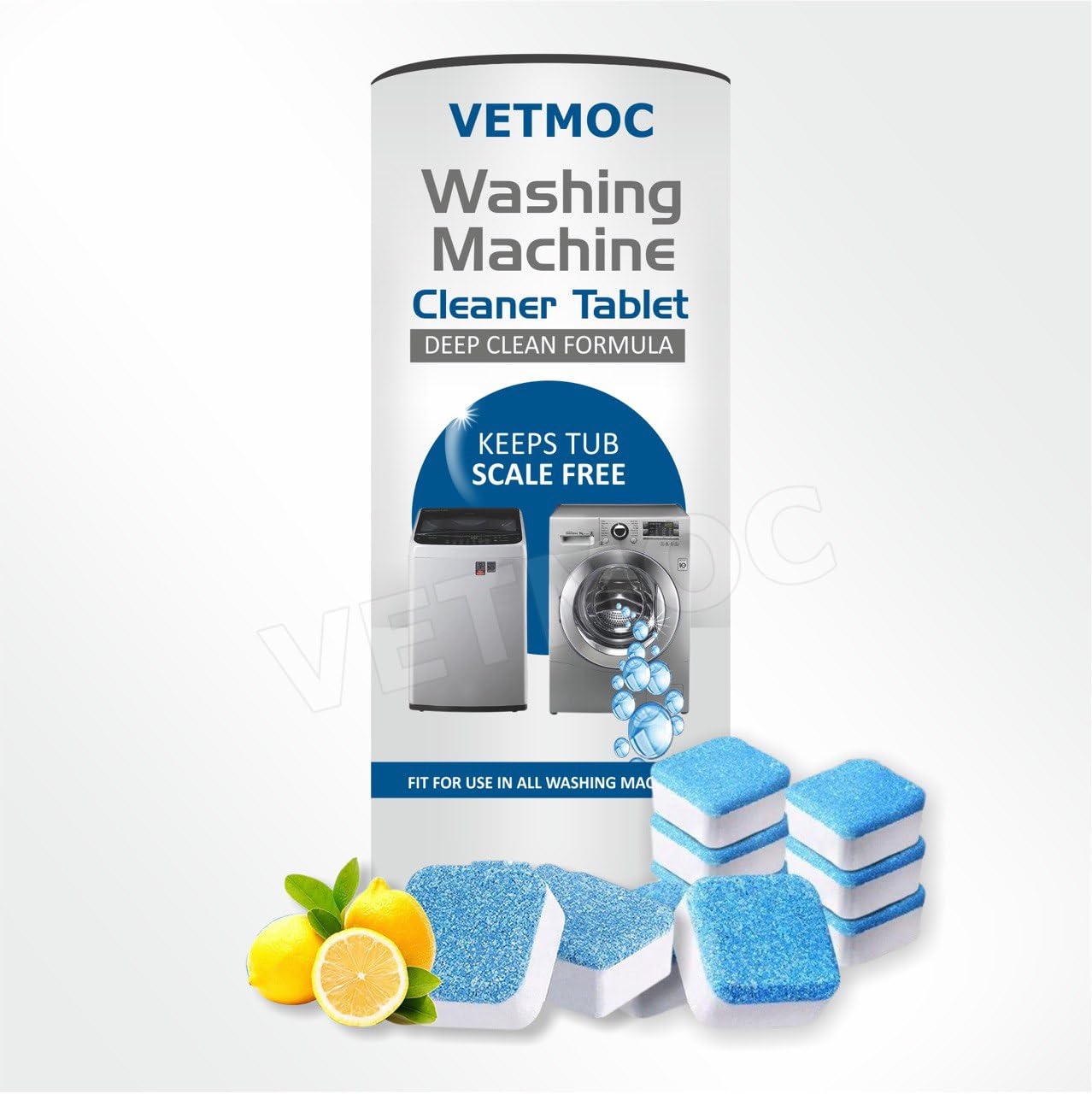 VETMOC Washing Machine Cleaner Tablet, Descaling Powder Tablets, Solid