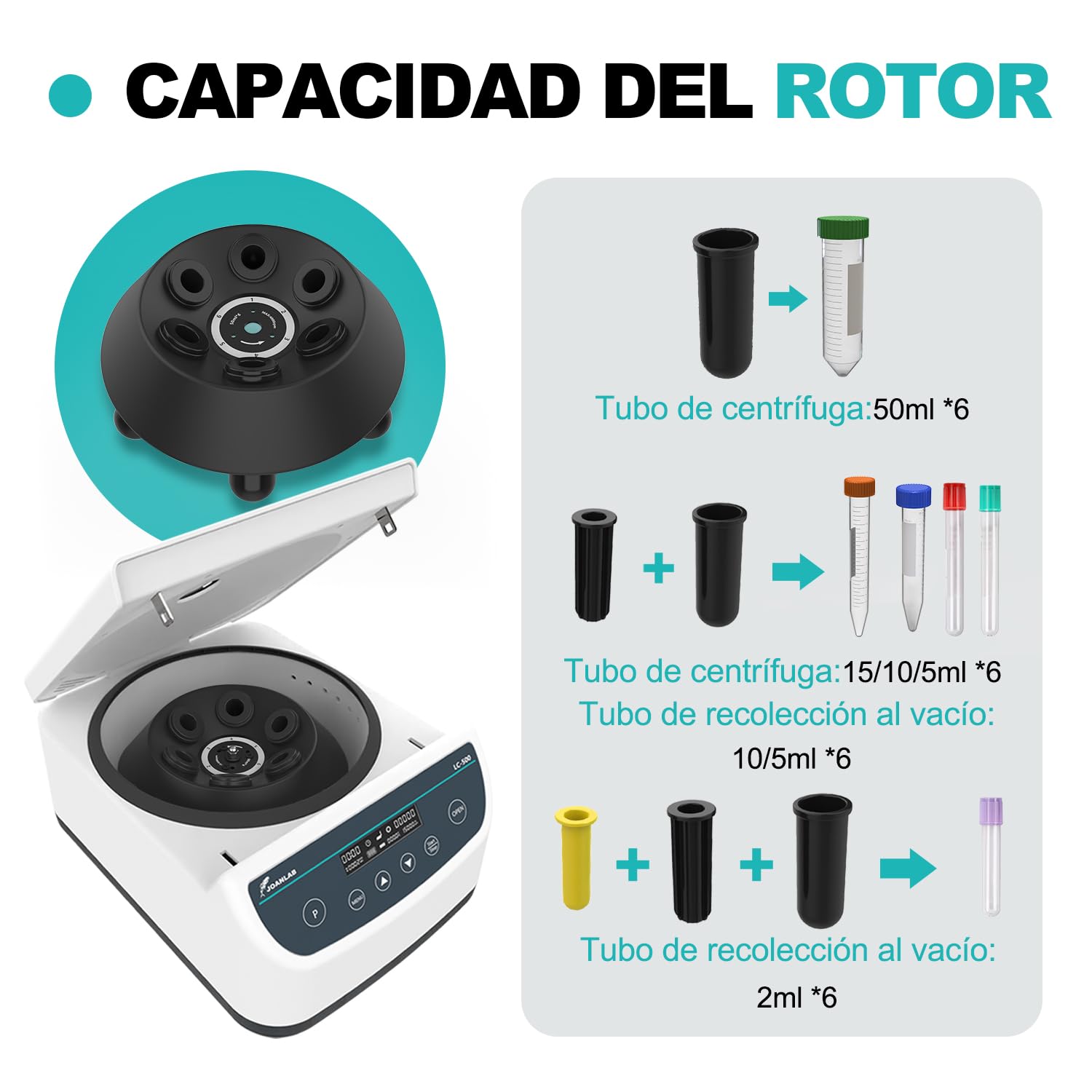 JOANLAB Centrífuga de Laboratorio 500-4000 RPM 2146 xg 9 Programas Temporizador LC-500