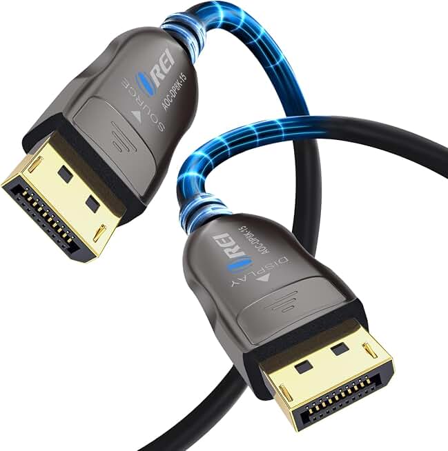 8K DisplayPort 2.0 Active Optical Cable 15ft, 54Gbps UHBR13.5, 8K@60/30Hz, 4K@144Hz, HDR10+, Dolby Vision, VRR, EMI-Free, Gold-Pla product image