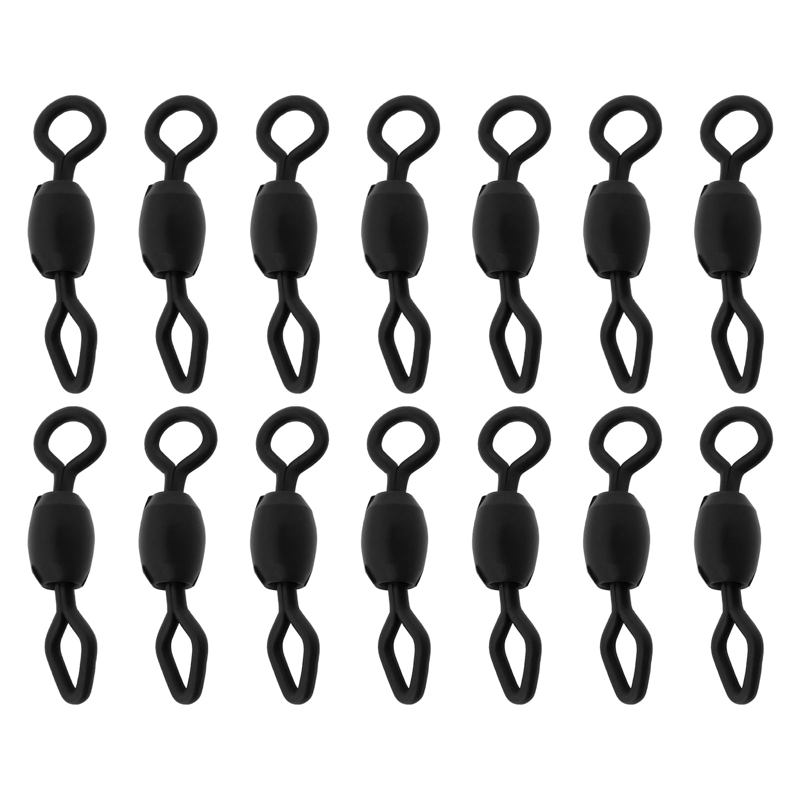 eMagTech 100Pcs Fishing Swivels Round Rhombus Fishing Figure Eight Ring for Sea Carp Freshwater Angling 14mm Black