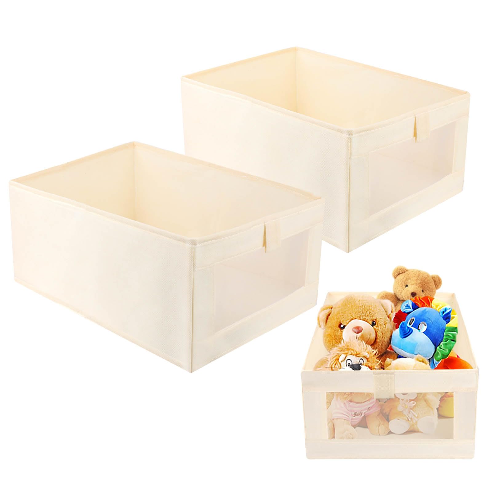2 organizadores de armario, caja de almacenaje plegable con ventana transparente para ropa, libros, cosméticos, juguetes