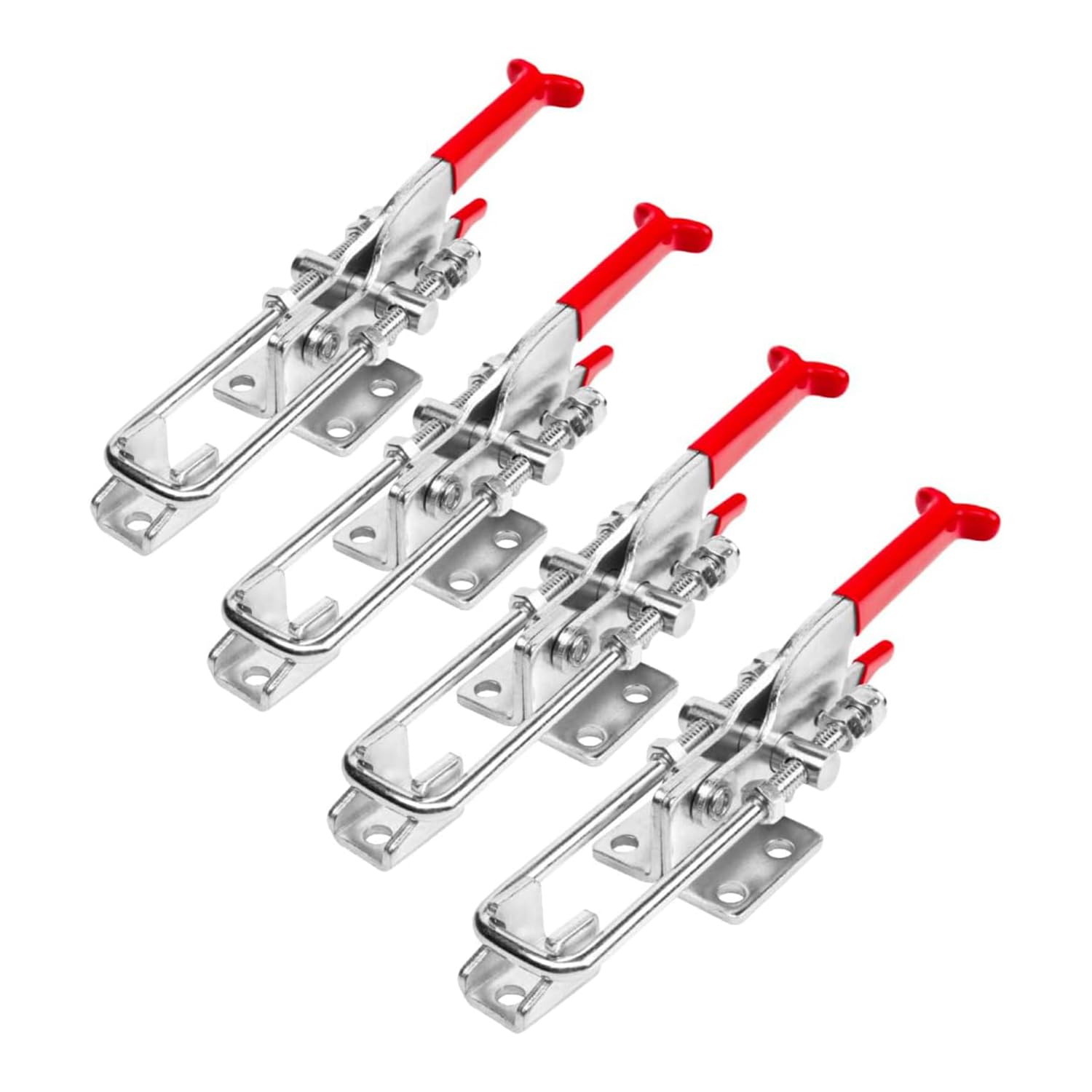 POWERTEC 4PK Toggle Clamp, 700 lbs Capacity, 431 Self-Lock U-Bolt Adjustable Latch w/Antislip Hand Grip for Woodworking Jigs &amp; Fixtures, Smoker, Tire Carrier, Tool Box, Cabinet (20341-P2)
