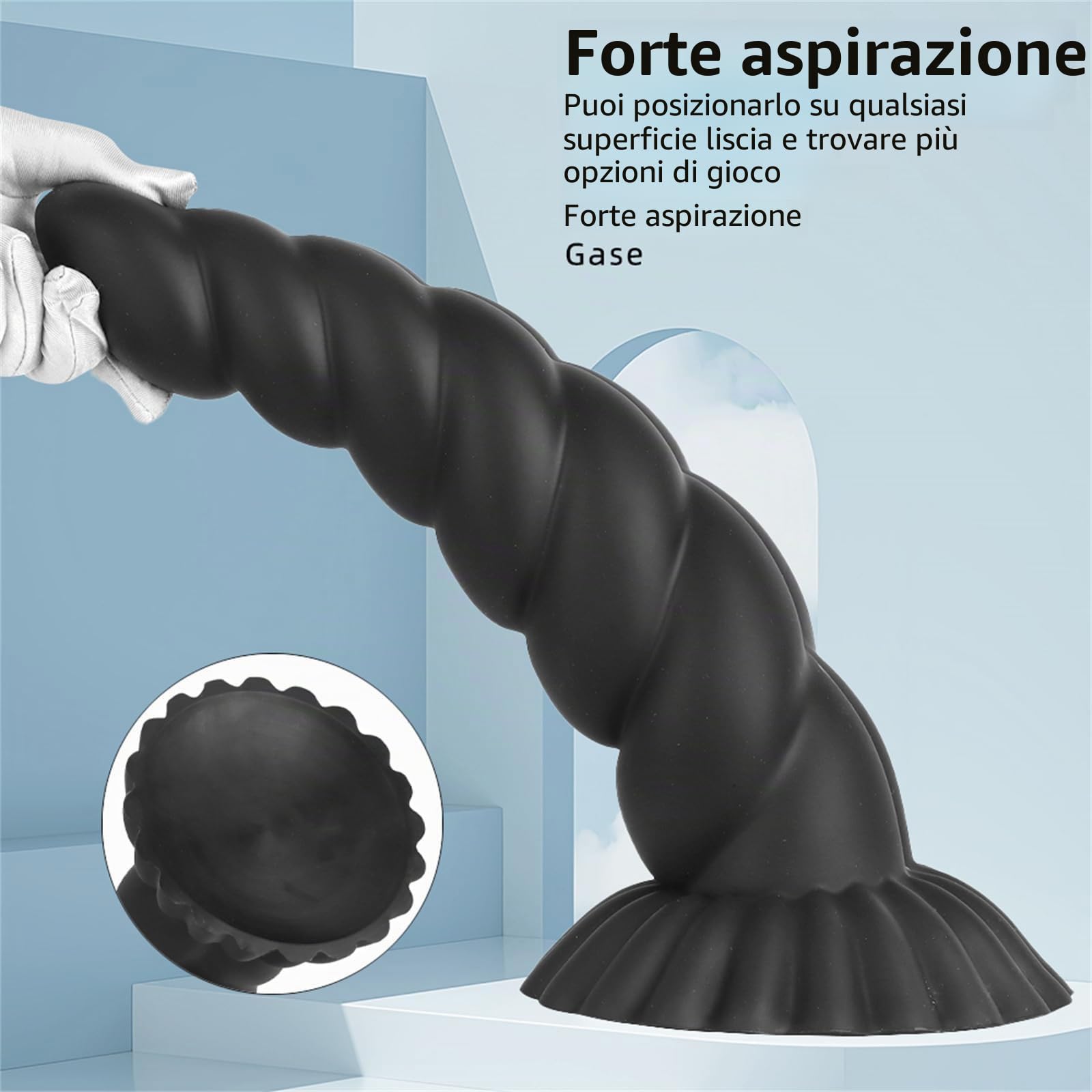 Dildo Anale a Spirale Enorme Dildo Realistico 37,5 Cm XXL Extra Grande Buttplug con Ventosa Dildo Mostruoso Massaggio alla Prostata Masturbatore Vaginale Plug Anale in Silicone