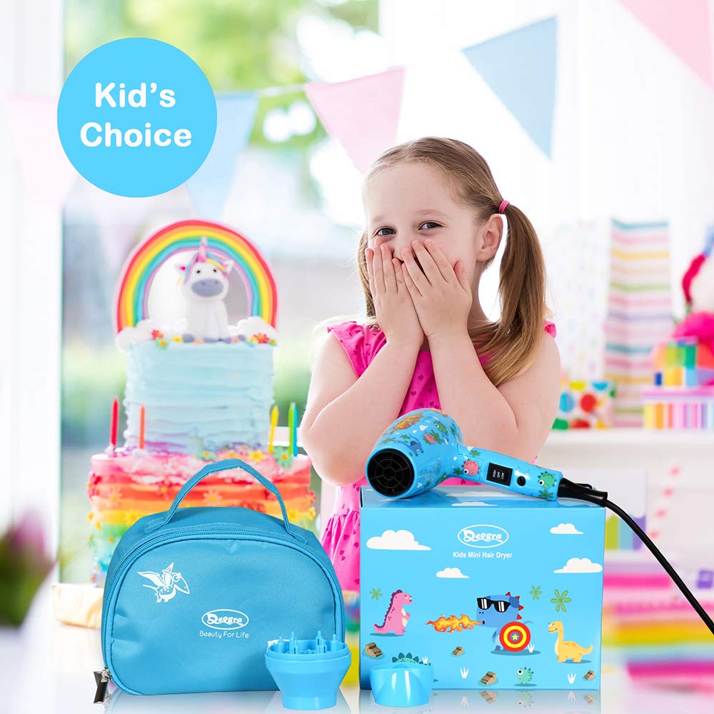Deogra 1000W Childrens Hair Dryer Cute Travel Hair Dryers for Kids with