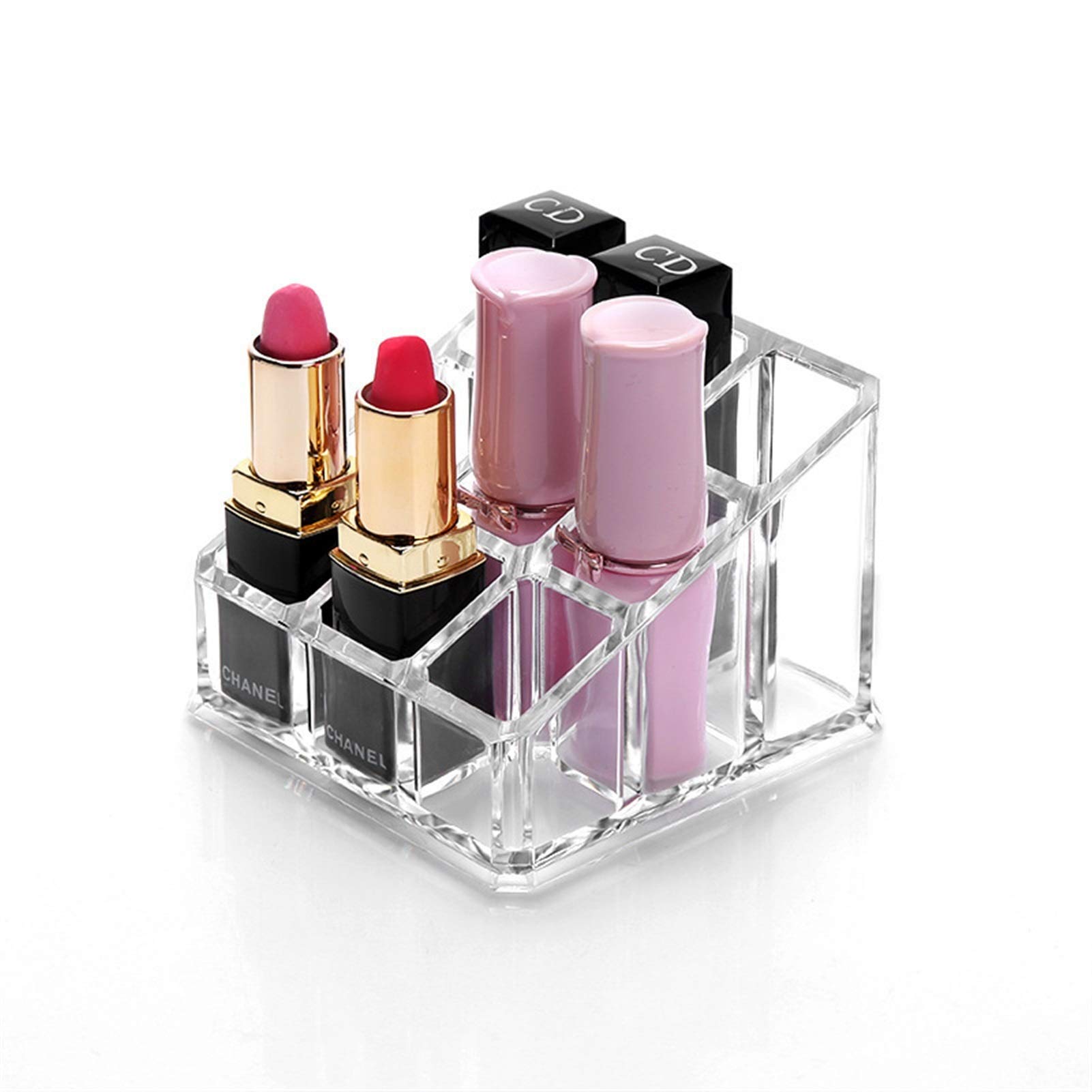 AGAATI Organizzatore per Trucco Scaffale per Rossetti a 9 Griglie Scatola per consolidamento Rossetto Scatola per Cosmetici Scaffale per Cosmetici in Acrilico Trasparente Scaffale per Trucco