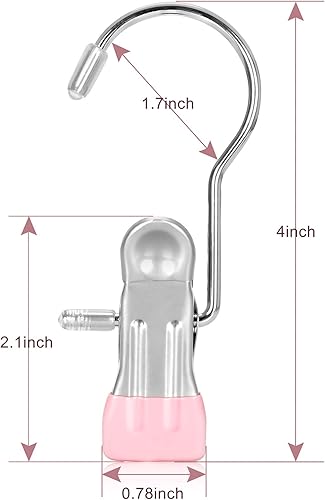 Miniatura 4 de Paquete de 24 clips para colgar botas, clips de gancho rosados, clips para colgar ropa, ganchos para colgar ropa, ganchos portátiles de acero