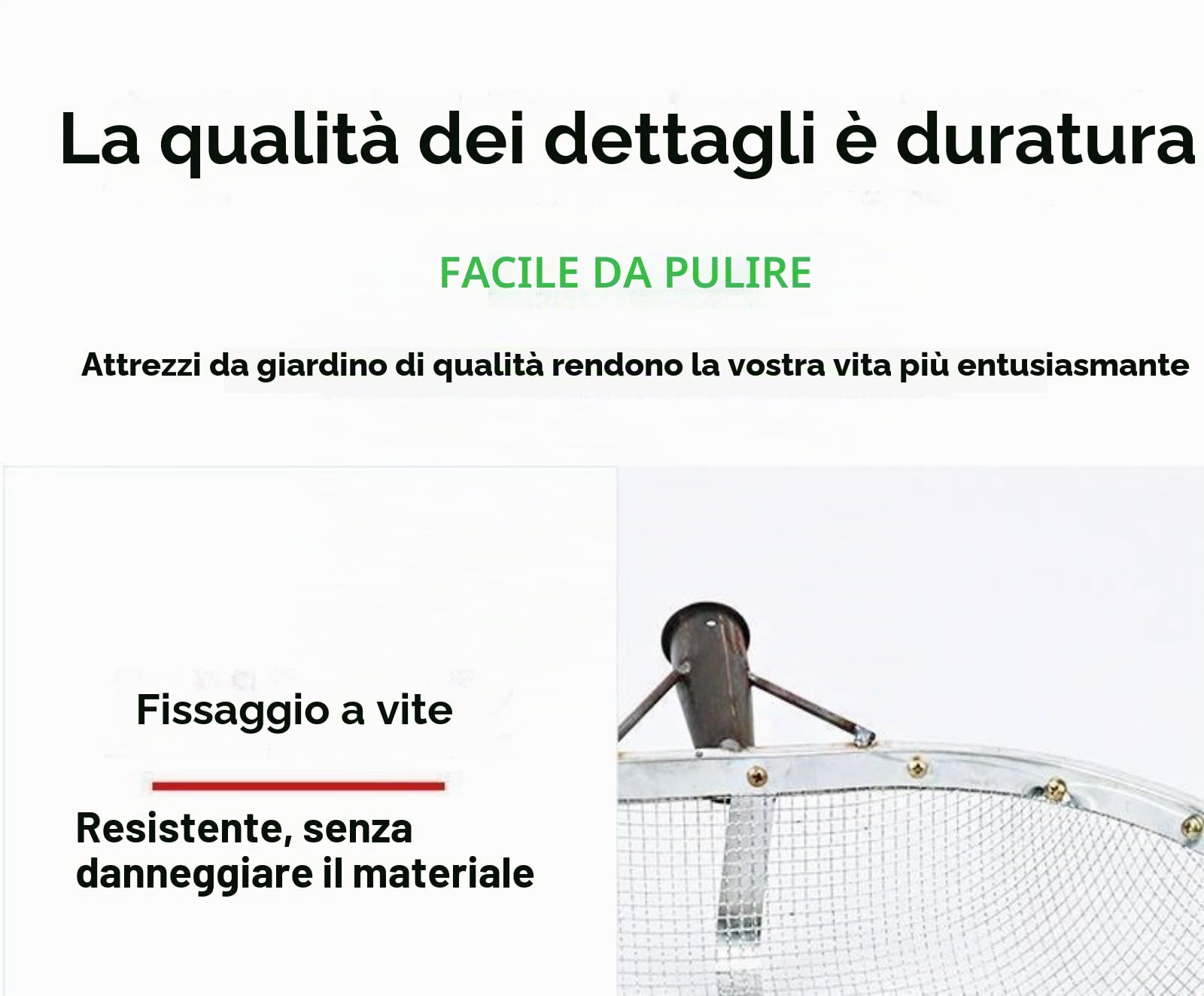 Colino per compost, grande pala da giardino in metallo, larghezza maglie 4/12 mm, setaccio per terra da giardino, pala per grani di mais, efficace setaccio ergonomico portatile in acciaio inox