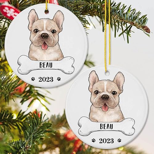 Miniatura 5 de TheUnifury - Adornos personalizados para perro Bulldog francés para árbol de Navidad, regalos de bulldog francés para amantes del bulldog francés,