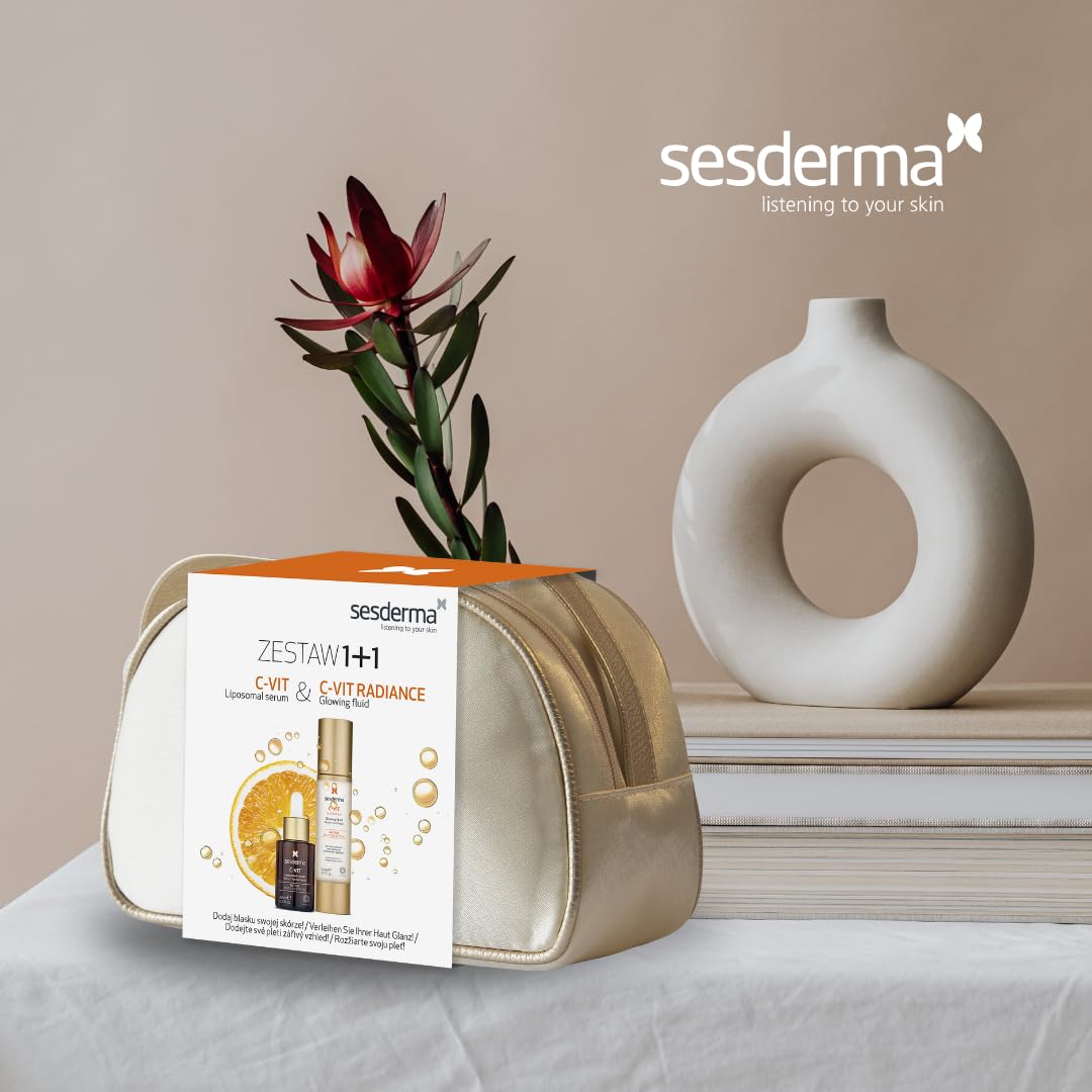 Sesderma C-VIT Weihnachtsset - Radience Creme 50 ml + Serum 30 ml, Vitamin C Anti-Aging Set, Feuchtigkeit & Glow, Für strahlende Haut, Ideal für alle Hauttypen