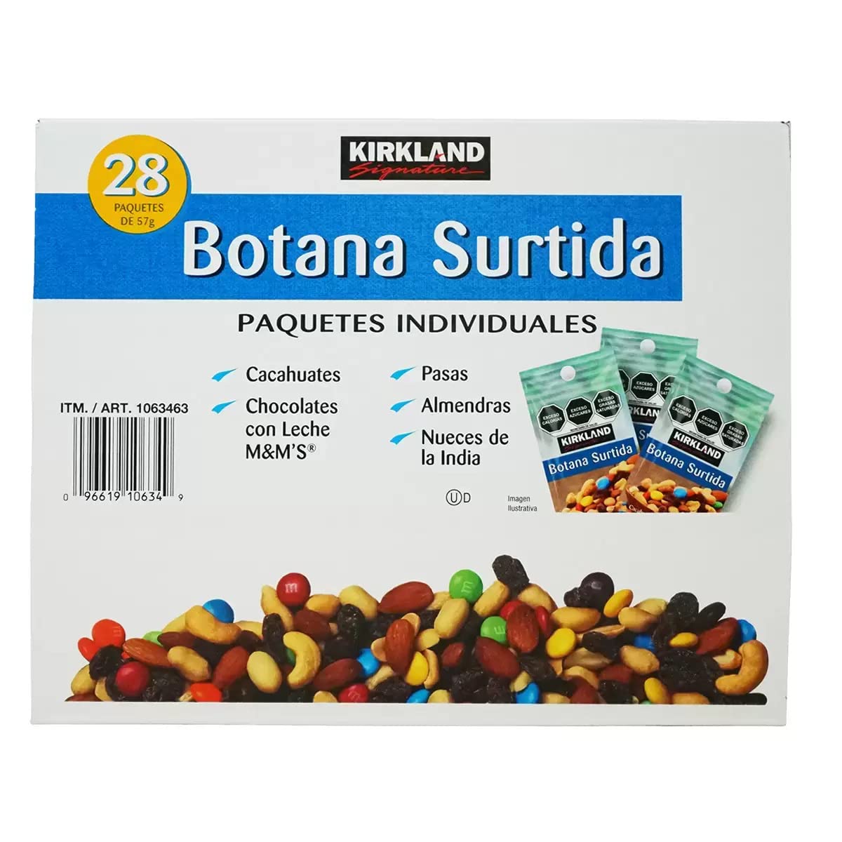 Kirkland Signature Botana Saludable Surtida 1.6 Kg Almendras M&m Cacahuate Nuez