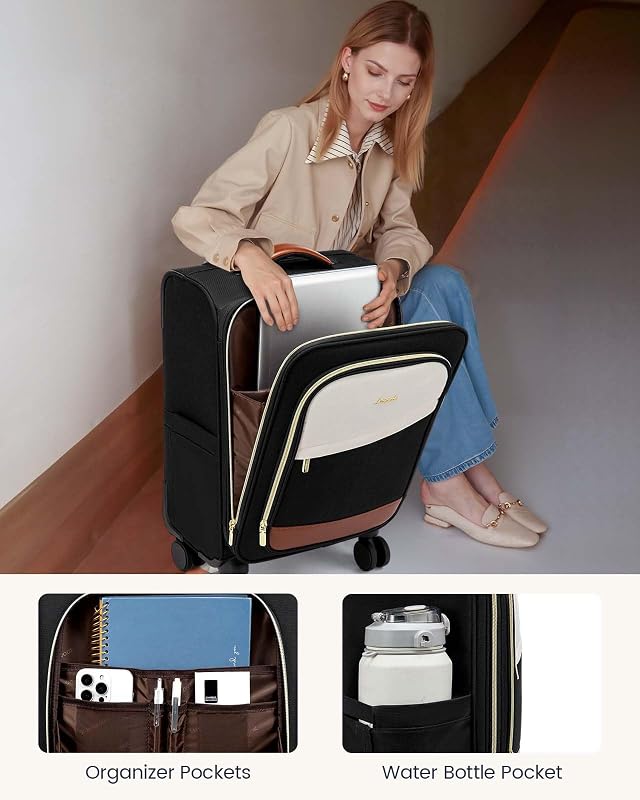LOVEVOOK 55cm könnyű utazó bőrönd 4 kerékkel TSA zárral és laptop rekesszel