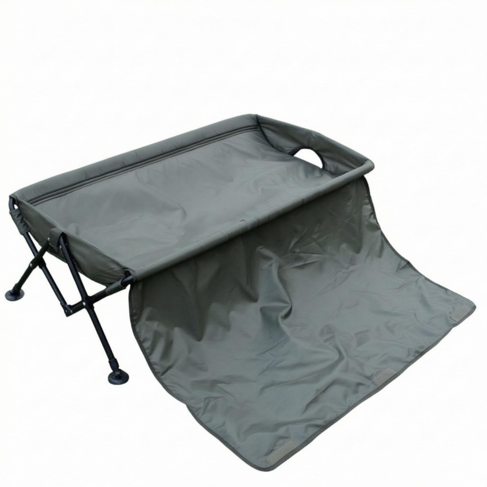 Lit de Pêche Pliable Tapis Berceau Carpe Support Dépliable Coussiné Protection Imperméable Oxford avec Rebord Surélevé et Extension Repose-Genoux Adapté à la Pêche à la Carpe