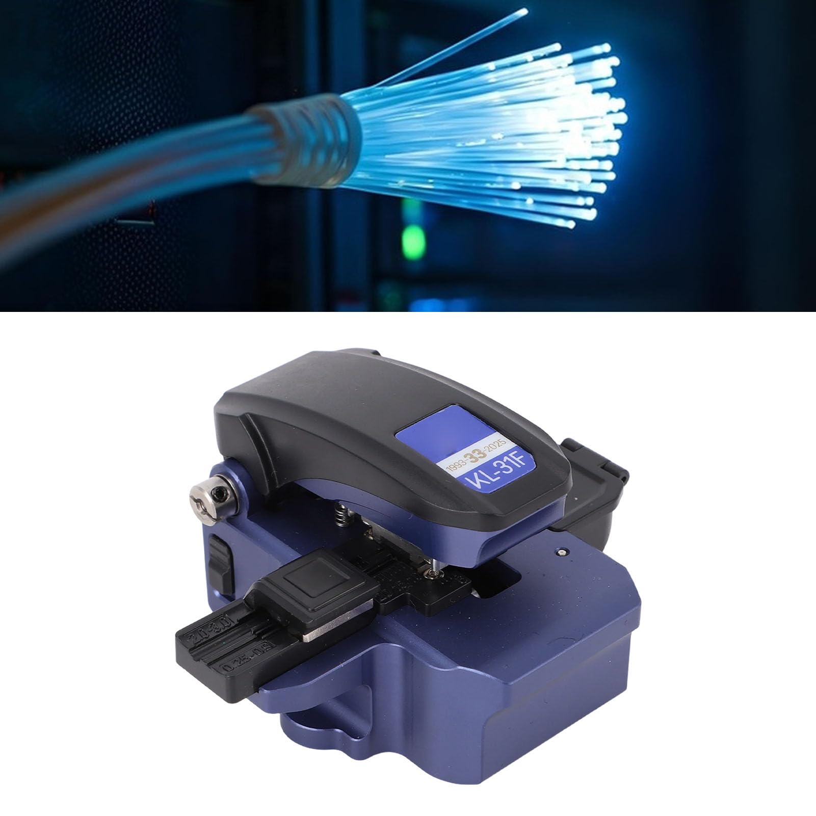Fafeicy Cortadora de Fibra óptica, Cortadora de Fibra de Retorno Automático de con Retorno Automático con Riel Deslizante Engrosado y Almohadillas de Goma Metálicas para